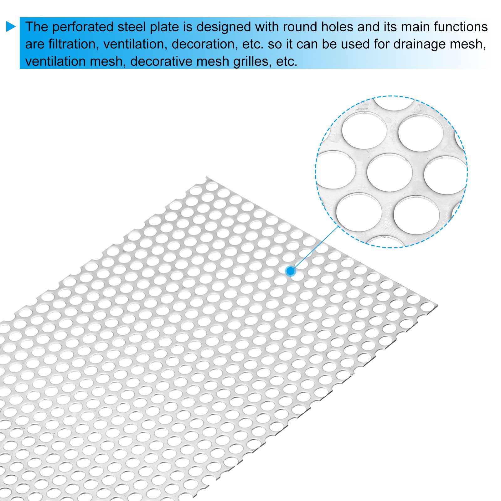 11.8″L x 7.9″W Perforated Metal Sheets, 2pcs 16Ga 0.31″ Hole 304 Stainless Steel