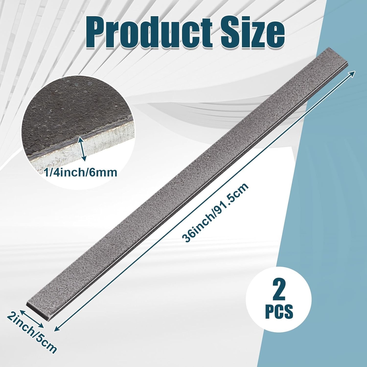 Hicarer 2pc Steel Flat Bar 2×1/4x36in Hot Rolled Metal Stock Plain Plate