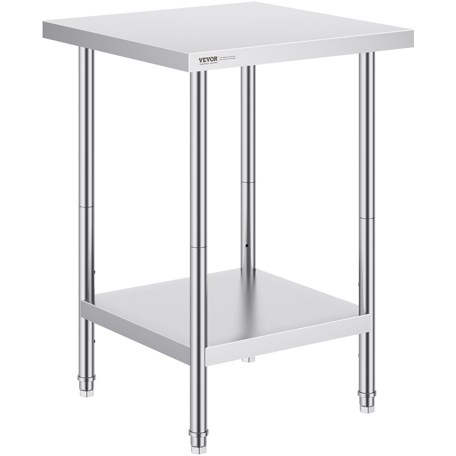 33lb 24x24x34in Stainless Steel Worktable & 3 Adjustable Heights