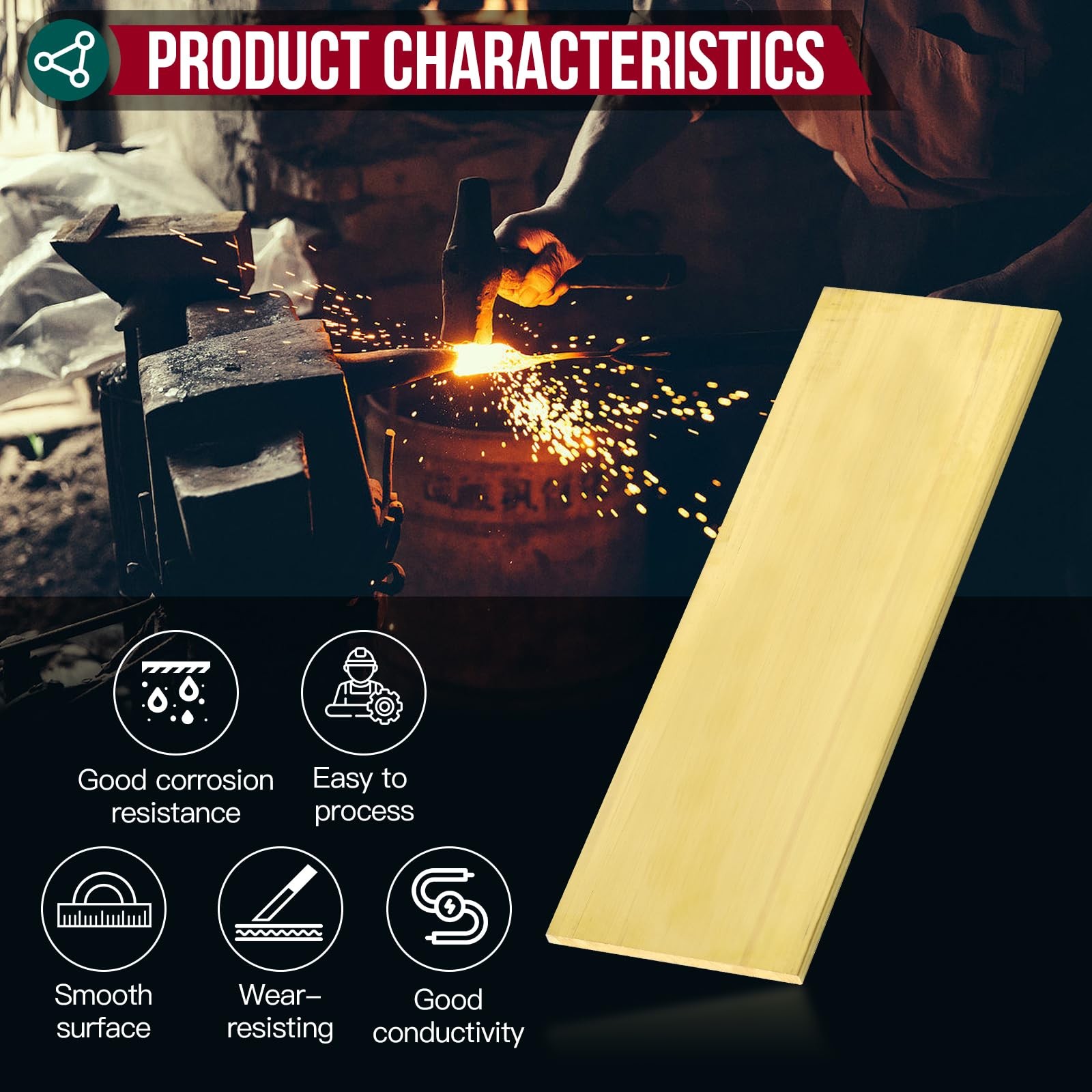 C360 Solid Brass Thin Plate Flat Bar Blank Mill Stock 1/8x2x6 Inch 1 PCS