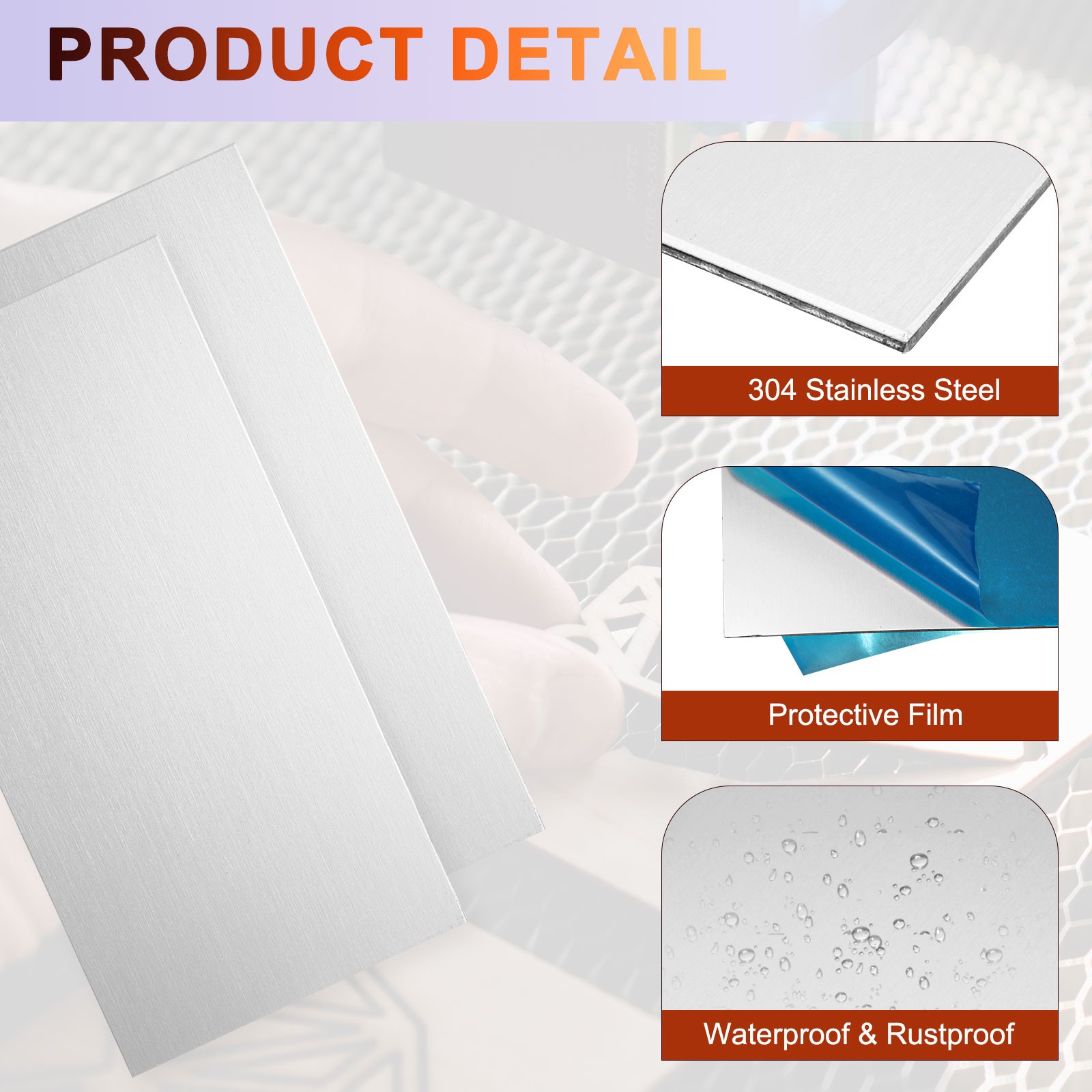 2Pcs Stainless Steel Sheet Plate 4″ x 2″ 24 Gauge (0.5mm) with Glove Silver