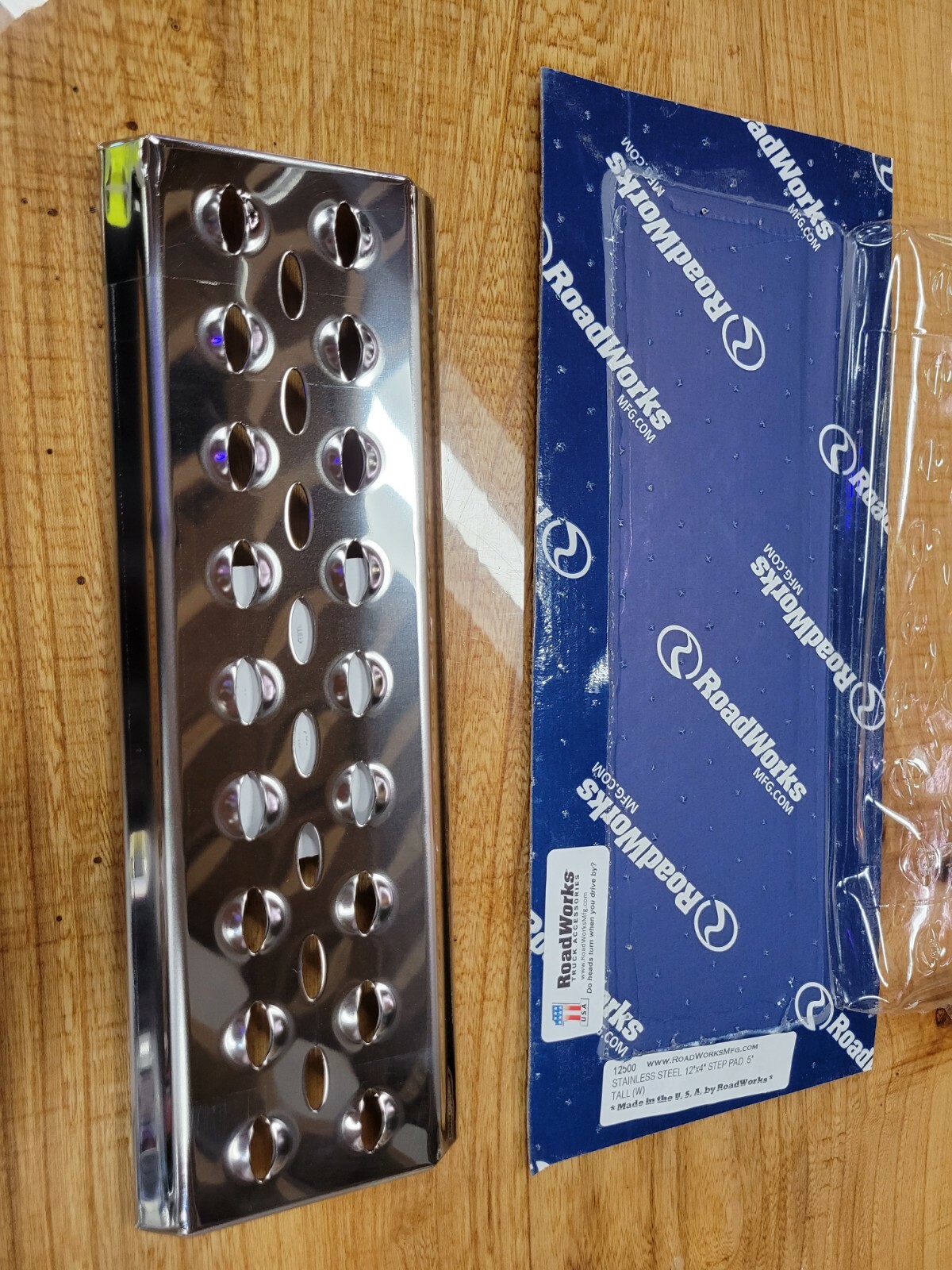 stainless steel roadworks step plate tread 12″ x 4″ universal no slip 12500 new