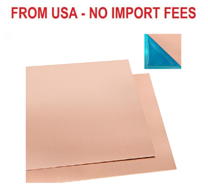 2 Pcs 99.9%+ Pure Copper Sheet, 6″ x 6″, 28 Gauge Thickness Copper Plates, 153 x