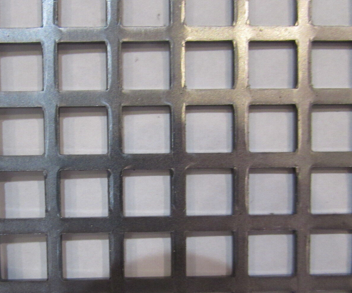 3/8″ SQUARE PERFORATED METAL 16 GAUGE–PLAIN STEEL– 12″ X 24″