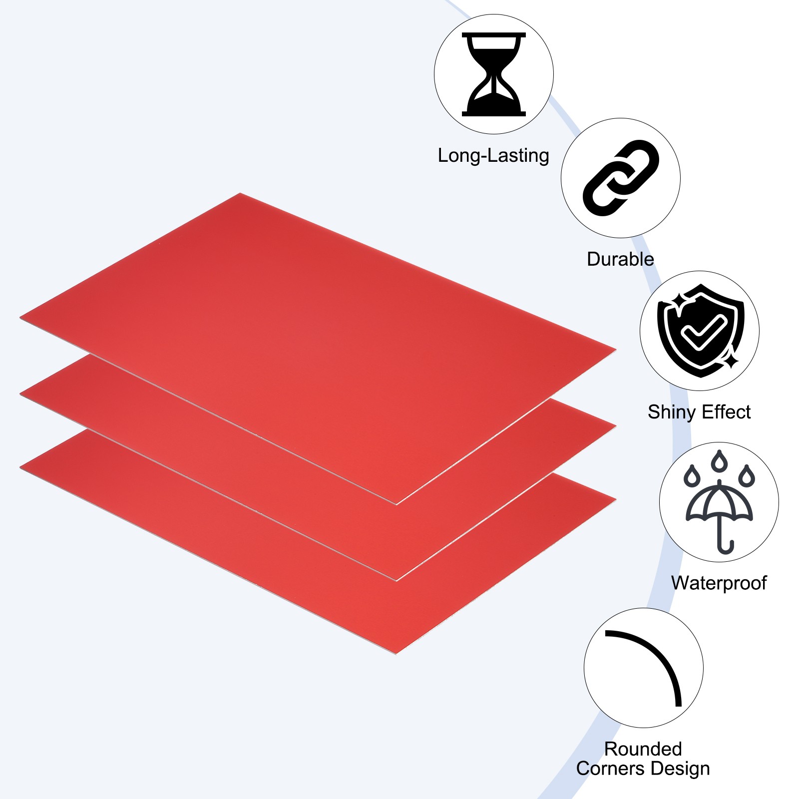 8×12 Inch Anodized Aluminum Sheet Metal, 3Pcs Laser Plates Engraving, Red