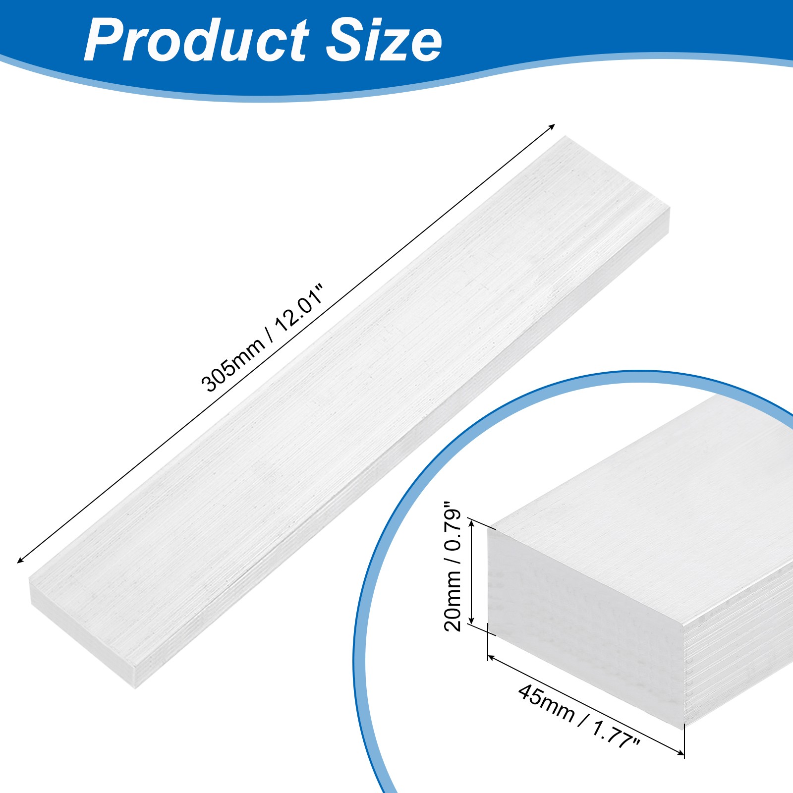Square 6063 Aluminum Flat Bar 3/4″ Thickness 1-3/4″ Width 12″ Length