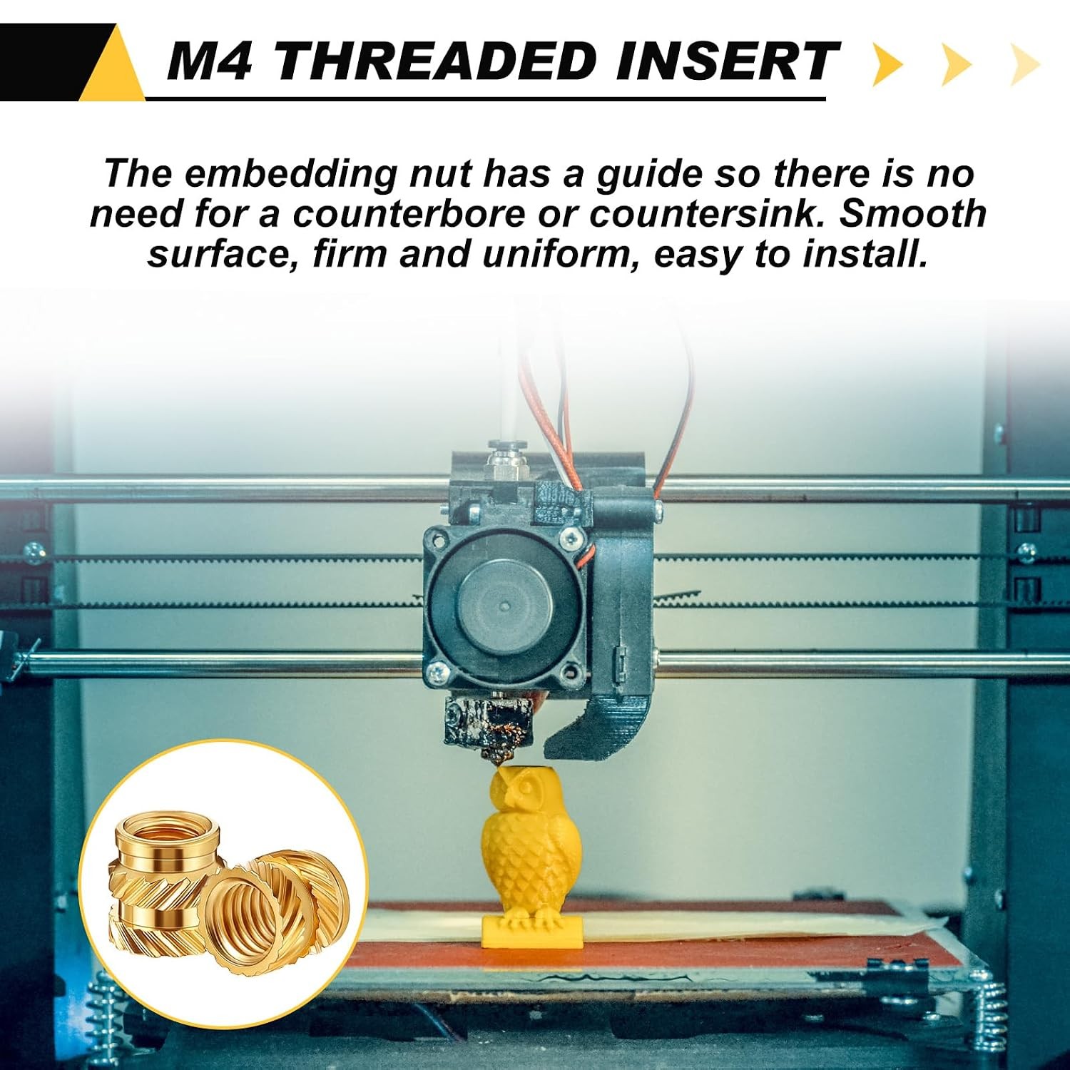 Brass M4 x D6 x L6 Heat Set Inserts 300 Pcs for 3D Printing M4 Threaded Inserts