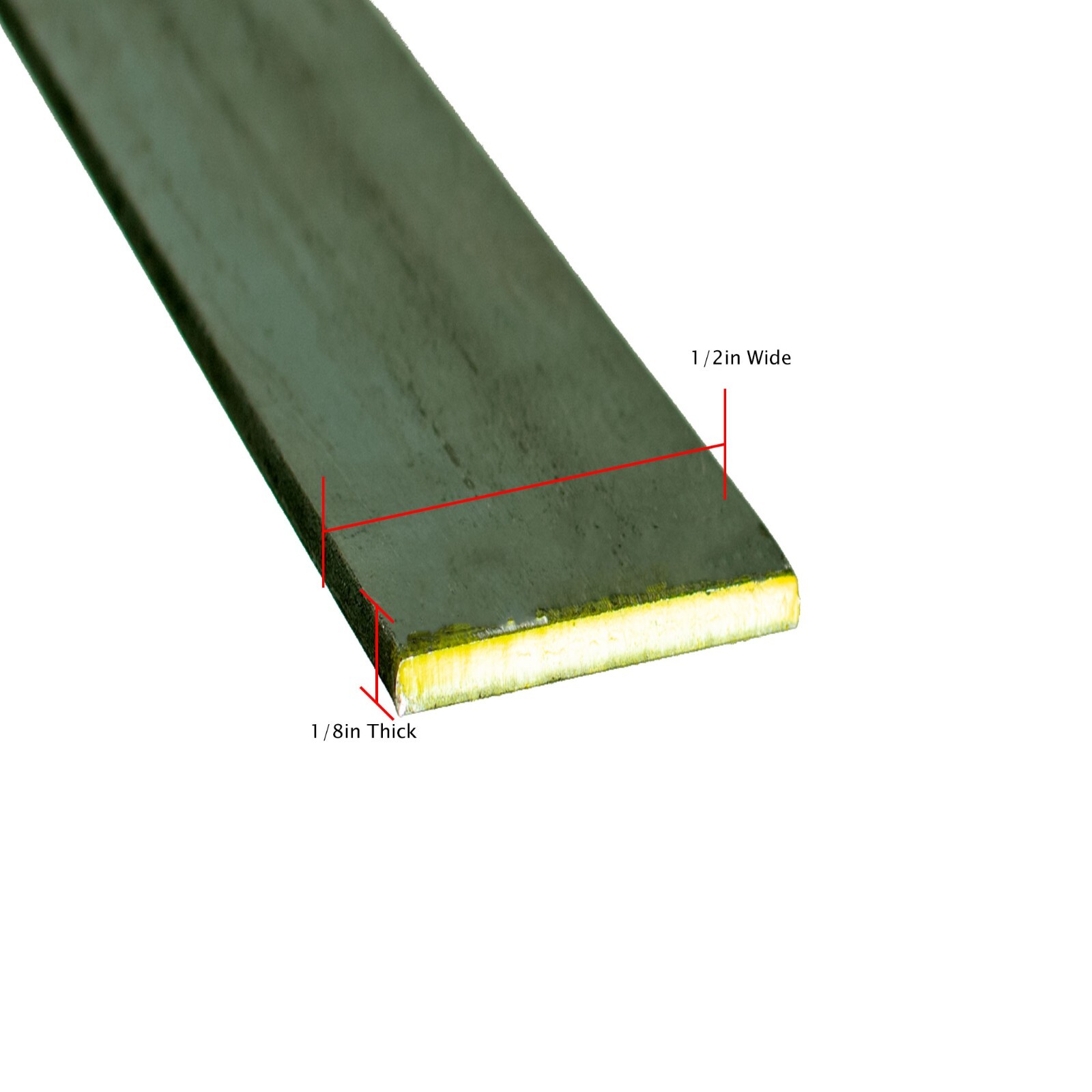 Solid Flat Bar Steel Plate – Hot Rolled Plain Metal Stock – 1/8” X 1/2” X 2FT