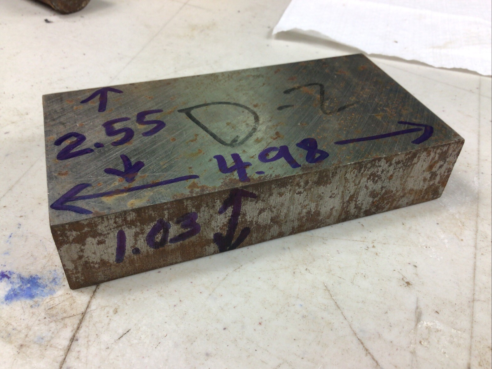 D2 Tool Steel Flat Stock, 1.03” X 2.55” X 4.98” Long
