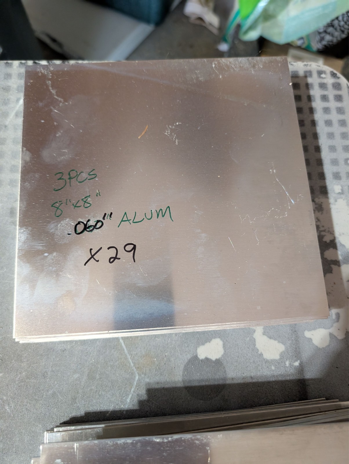 3 Pieces of 8″ x 8″ Aluminum .060″ Thick (1/16″ – 14 Gauge) Sheet Metal/PLATE