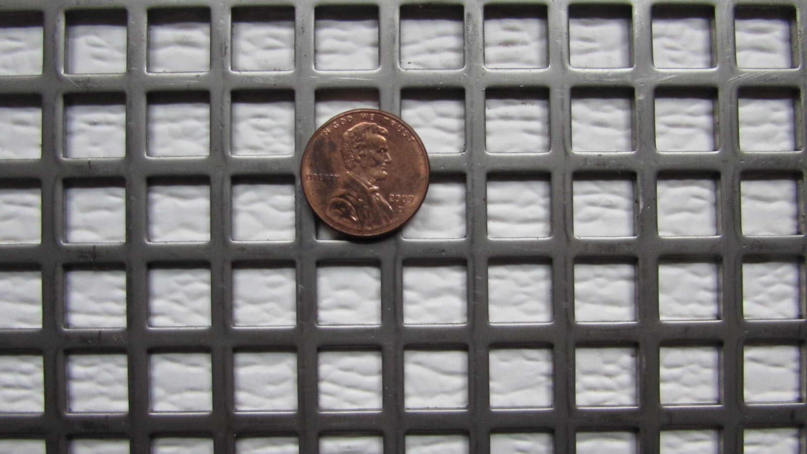 3/8″ SQUARE HOLE PERFORATED CARBON STEEL METAL 16 GA.- —-12″ X 12″