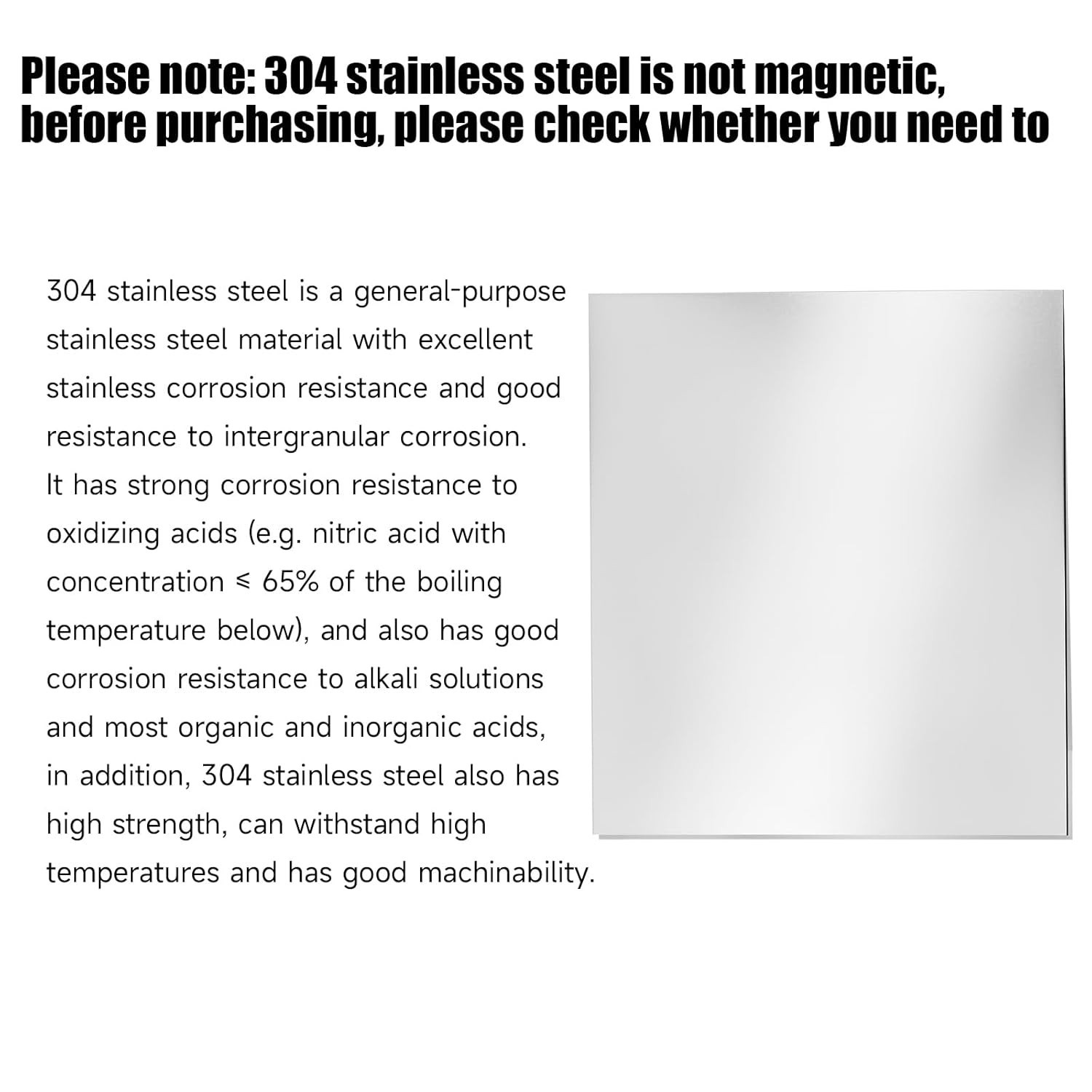 304 Stainless Steel Sheet – 12″ X 12″ X 1/8″ Thin Stainless Steel Plate 1/8 Inch