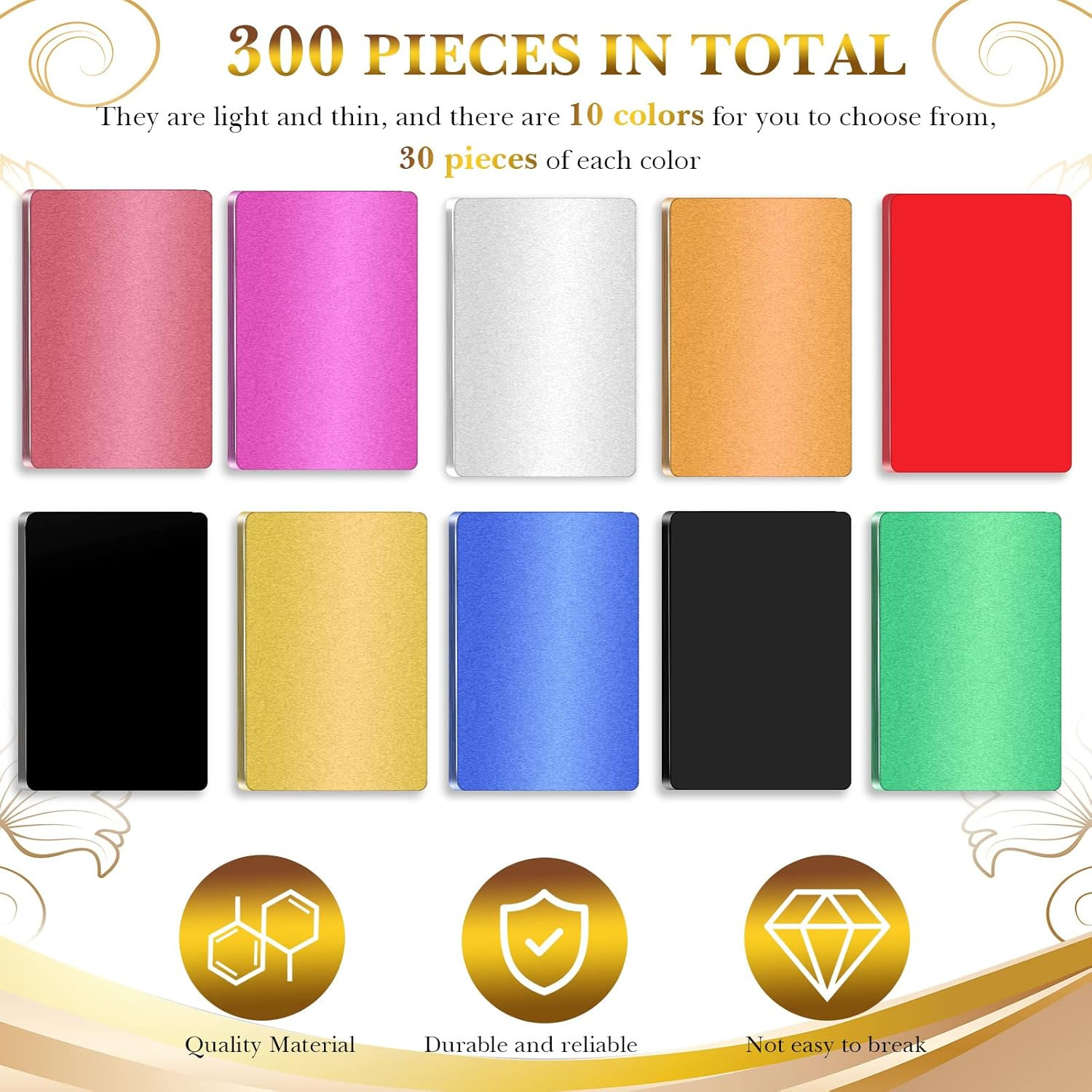 Marspark 300 Pcs Metal Engraving Blanks Multipurpose Aluminum Sheet Metal Busine