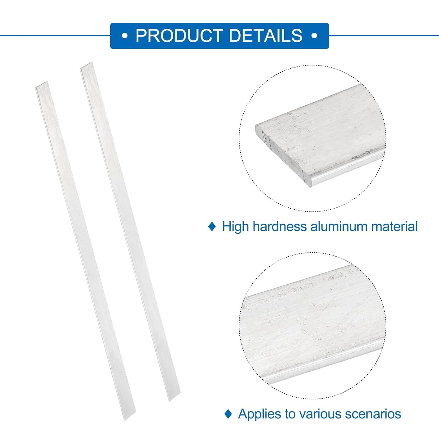 6 Pcs Square Aluminum Flat Bar, 1/16″ (1.5mm) Thick x 19/32″ (15mm) Width x 12″