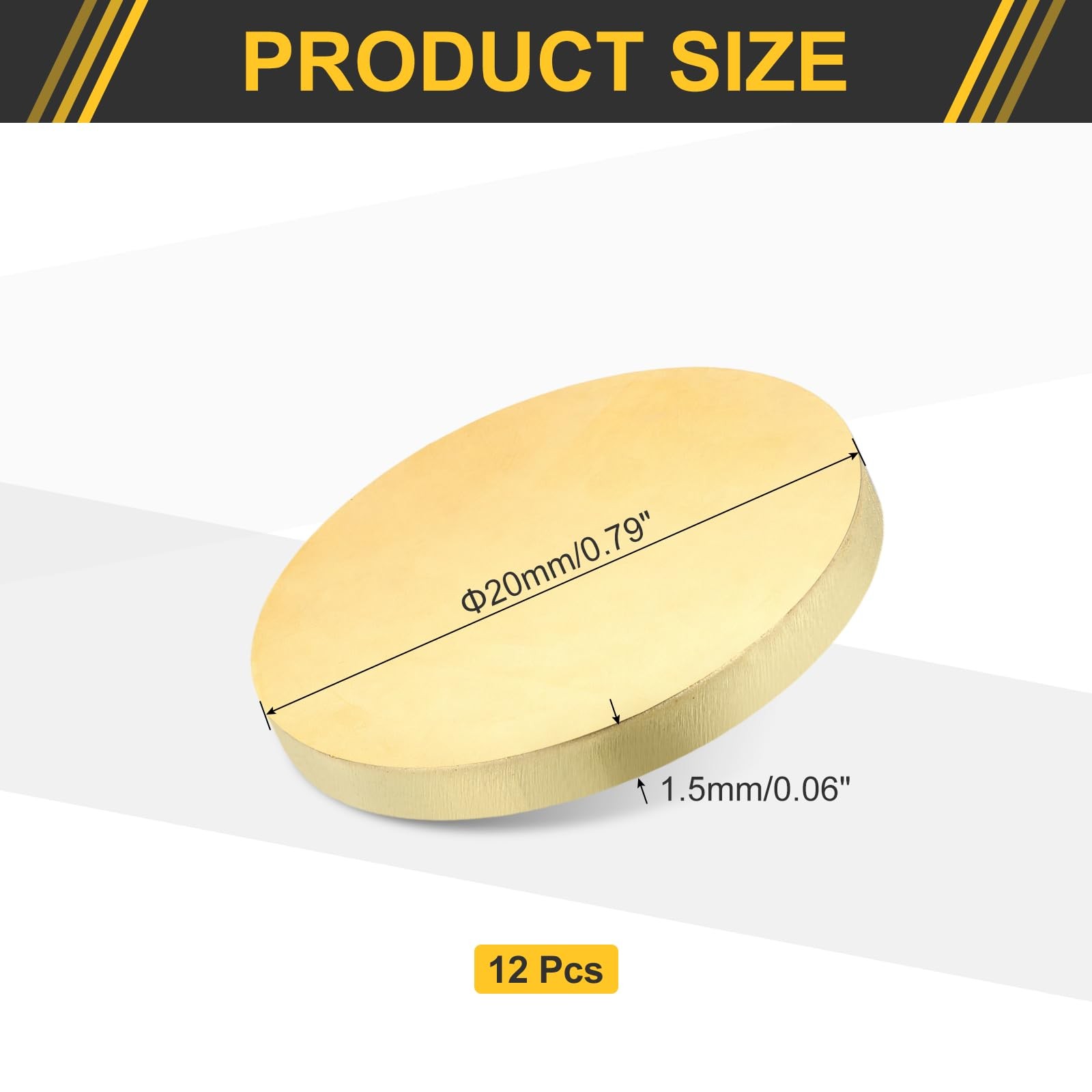 uxcell 12pc Brass Round Plate 0.06″x0.8″ Dia
