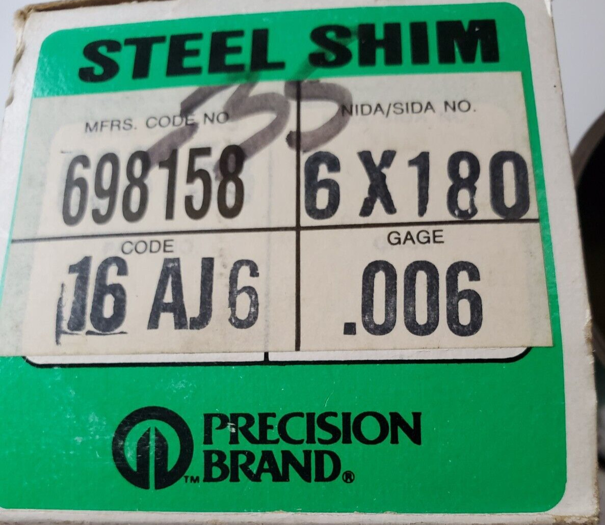 PRECISION BRAND STEEL SHIM 698158 6″ X 180″ ROLL CODE 16AJ6 6X180 .006 GAGE