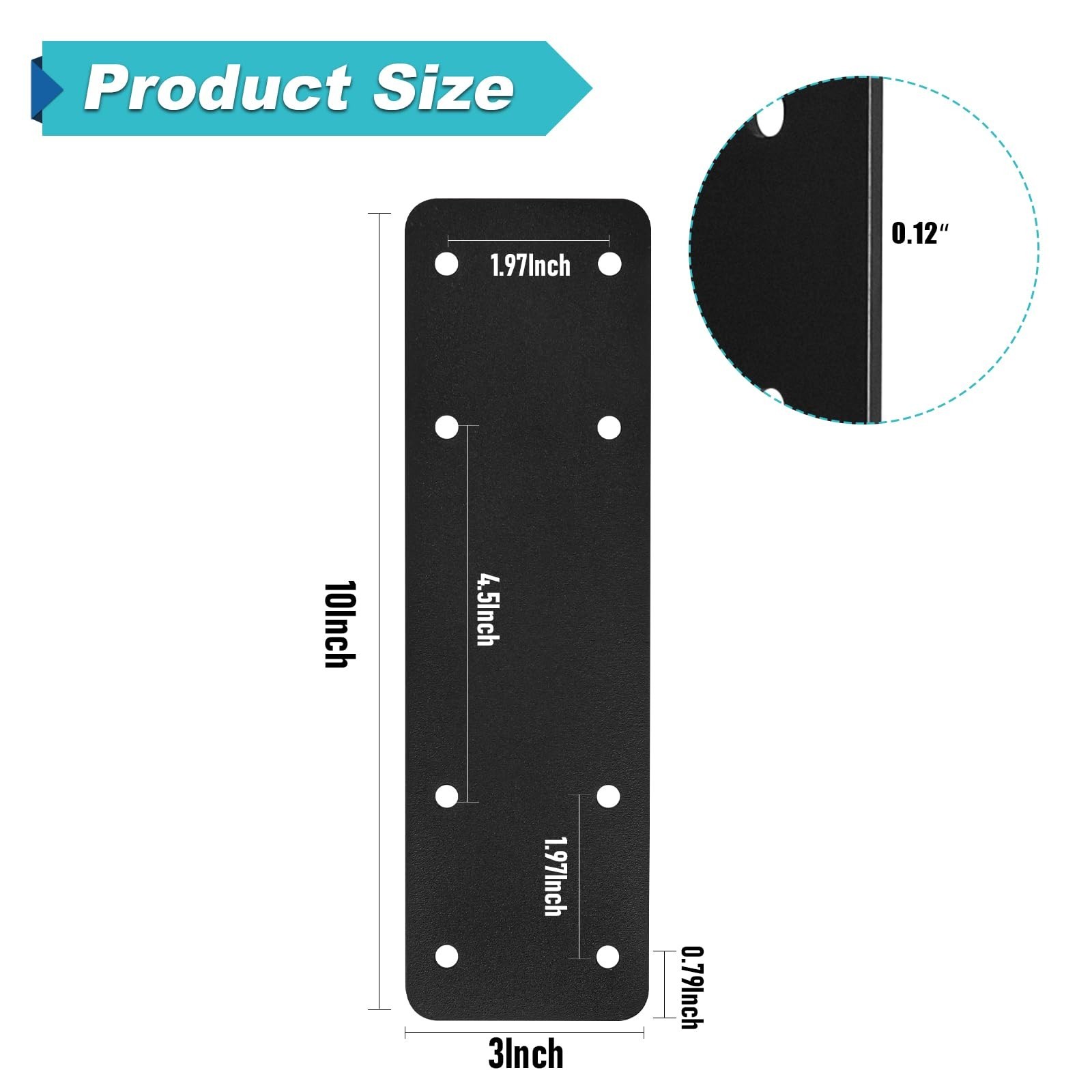 4pcs Steel Flat Plate Connectors 10″x3″ I Shape Bracket Mending Plate for Wood R