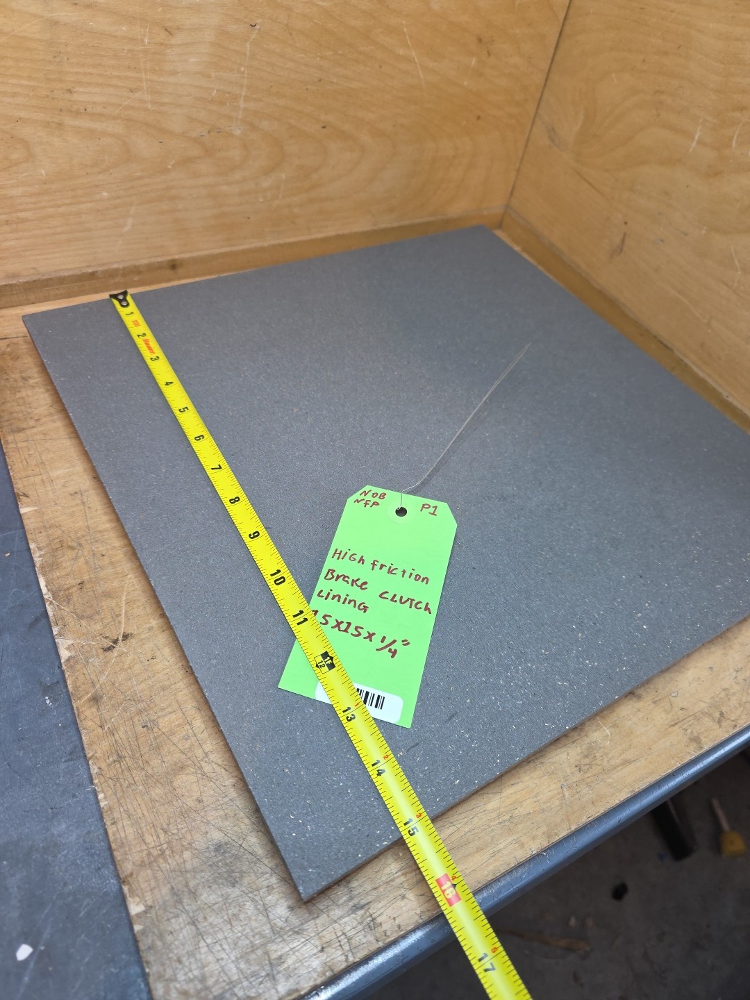 High-Friction Brake and Clutch Friction Lining15″ Long x 15″ Wide x 1/4″ Thick