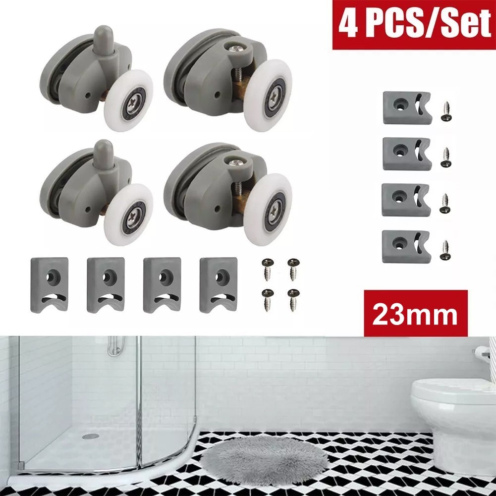 Shower Door Wheel Assembly Kit Includes Four Adjustable Rollers at 23mm