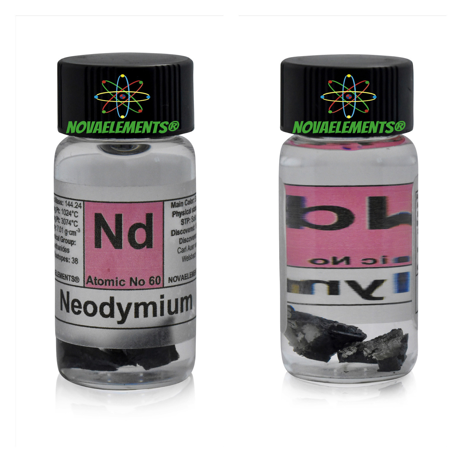 1 gram Neodymium metal element 60 sample Nd pieces 99,9% in labeled glass vial