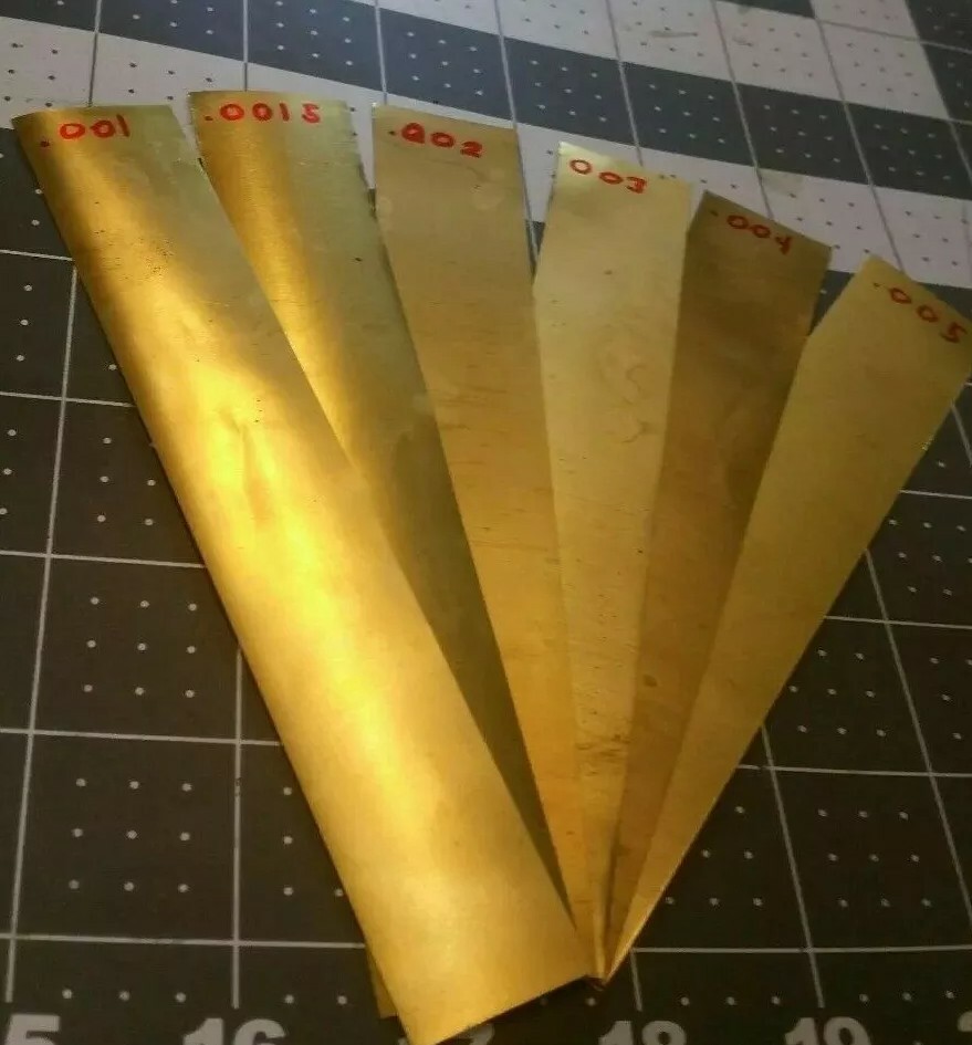 brass Shim Stock assortment 0.001 0.0015 0.002 0.003 0.004 0.005 1″x6″ 6 pieces*