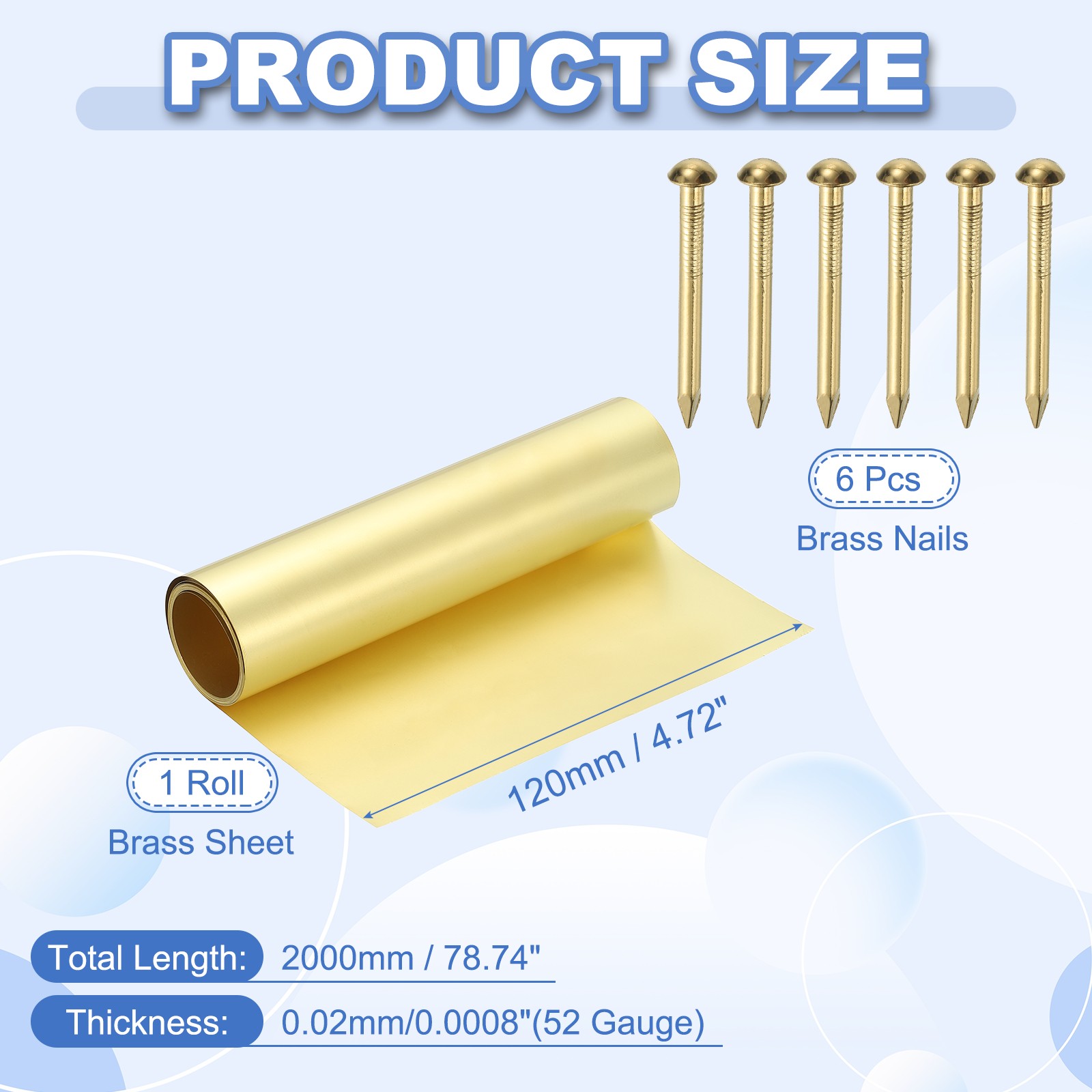 52 Gauge x 4.7″ x 78″ H62 Metal Film Brass Foil Plate, Brassy