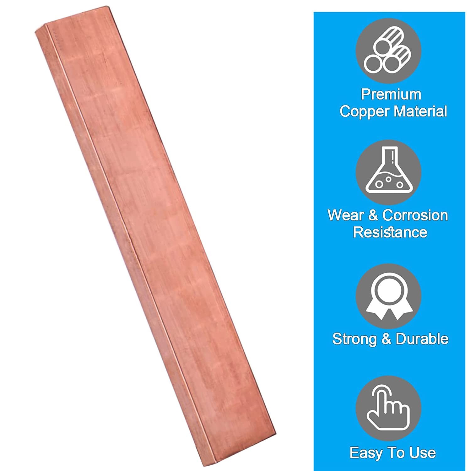 C110 Copper Flat Bar 3/8x1x6 Inch Stock 10x25x152mm Pure Copper Metal Repair