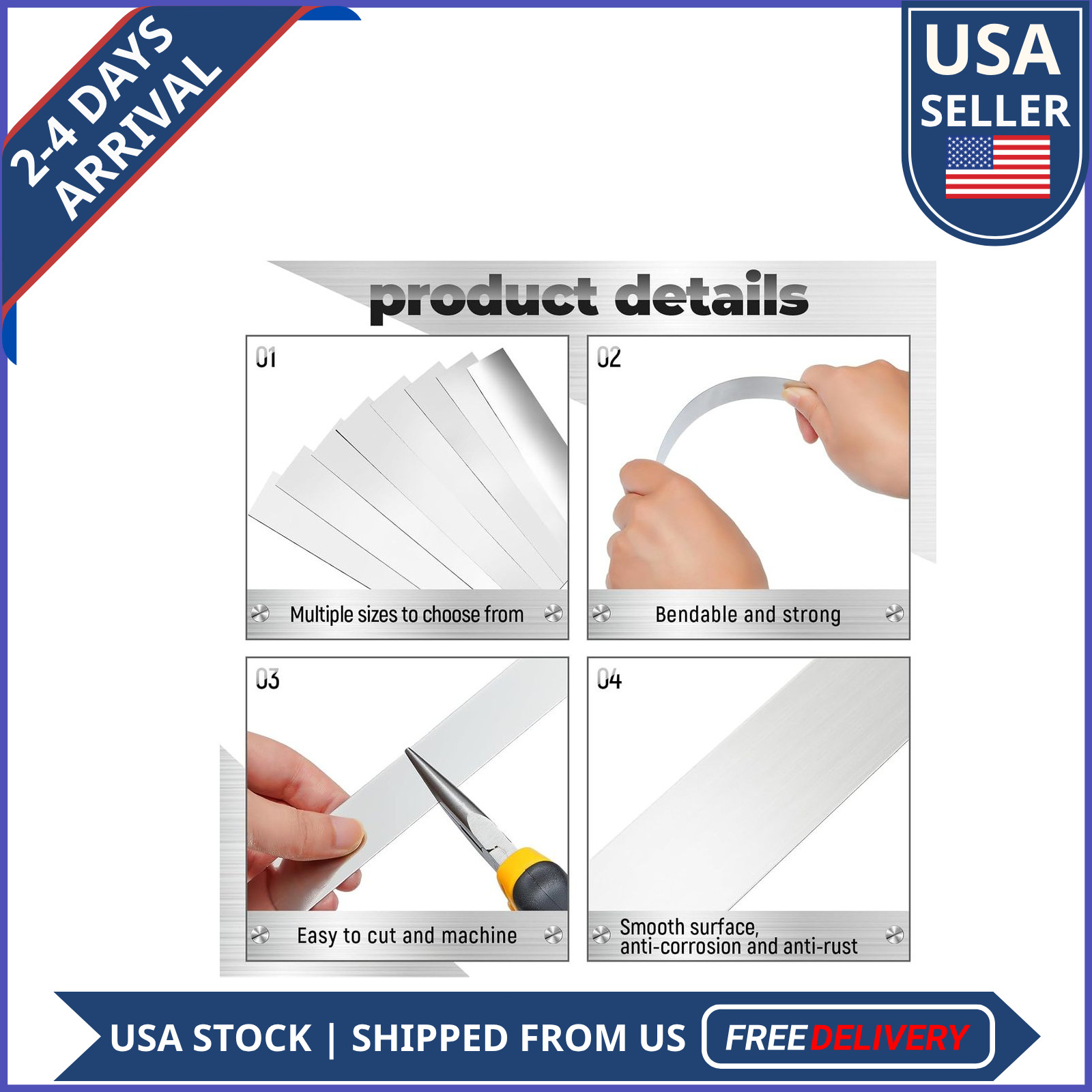 Blulu 24 Pcs Stainless Steel Shim Stock Strips 1×12 Inch 8 Thickness Assortment
