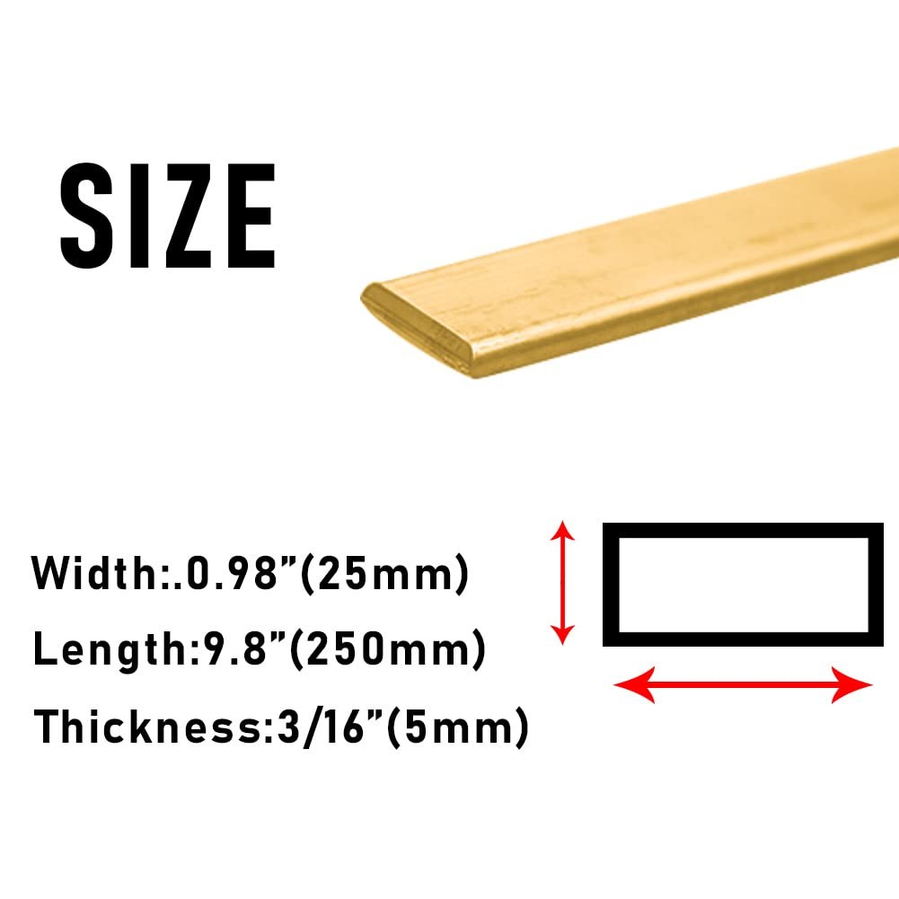 3/16x1x10 Inch Brass Flat Bar 4 Gauge Metal Sheet Stock For Models Crafts