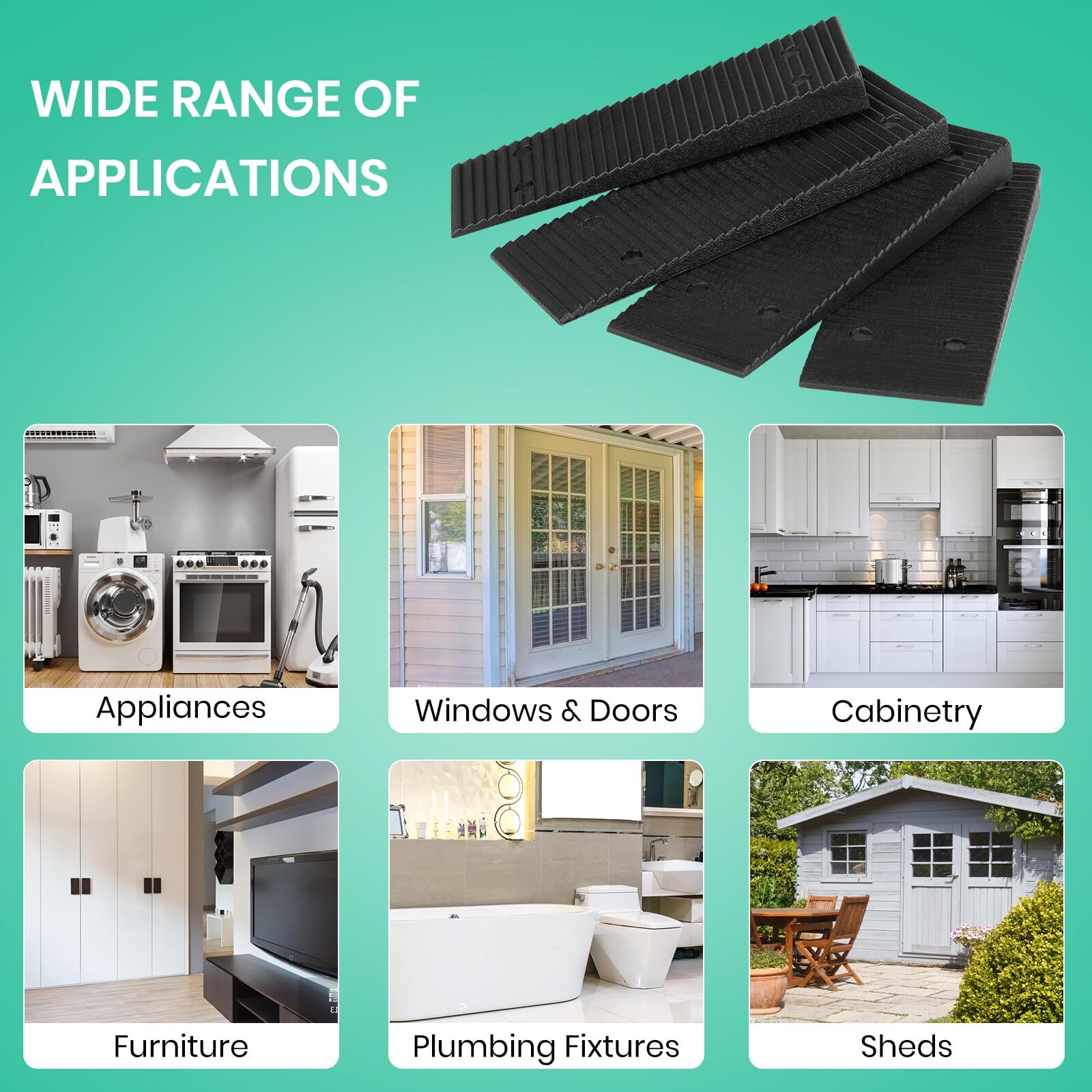 Composite Shims for Indoor/Outdoor Use, 16 Pack Heavy Duty Plastic Shims Wedges