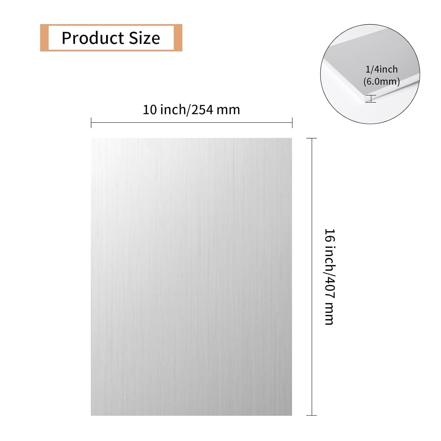 Smooth Surface 6061 Aluminum Sheet 1/4″ x 10″ x 16″ – High Quality for Crafts