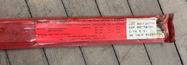 Starrett 5/16 x 1 x 36″ No. 496 Oil Hardening Ground Flat Stock – Rust – Old