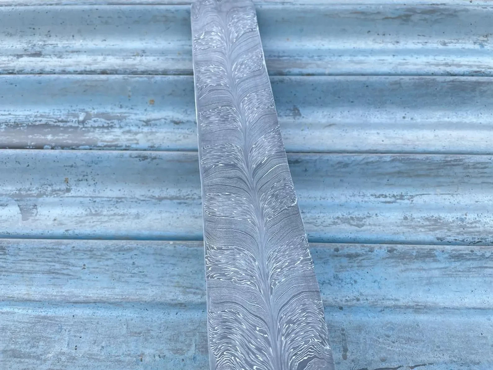 Feather Pattern Damascus Steel billet Blank hand Forged Knife Making Forged