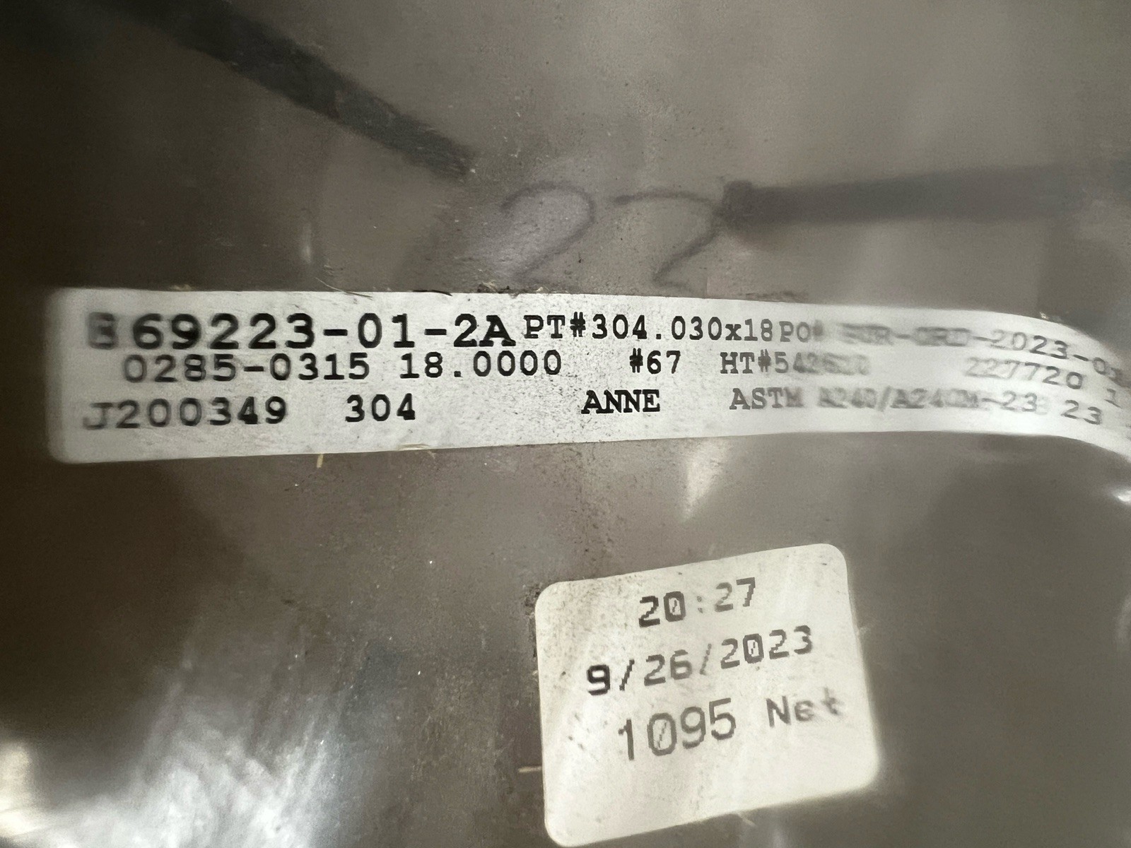 304 Stainless Steel Sheet Metal Roll 18″ width 22 Gauge .030″ Approx 572ft long