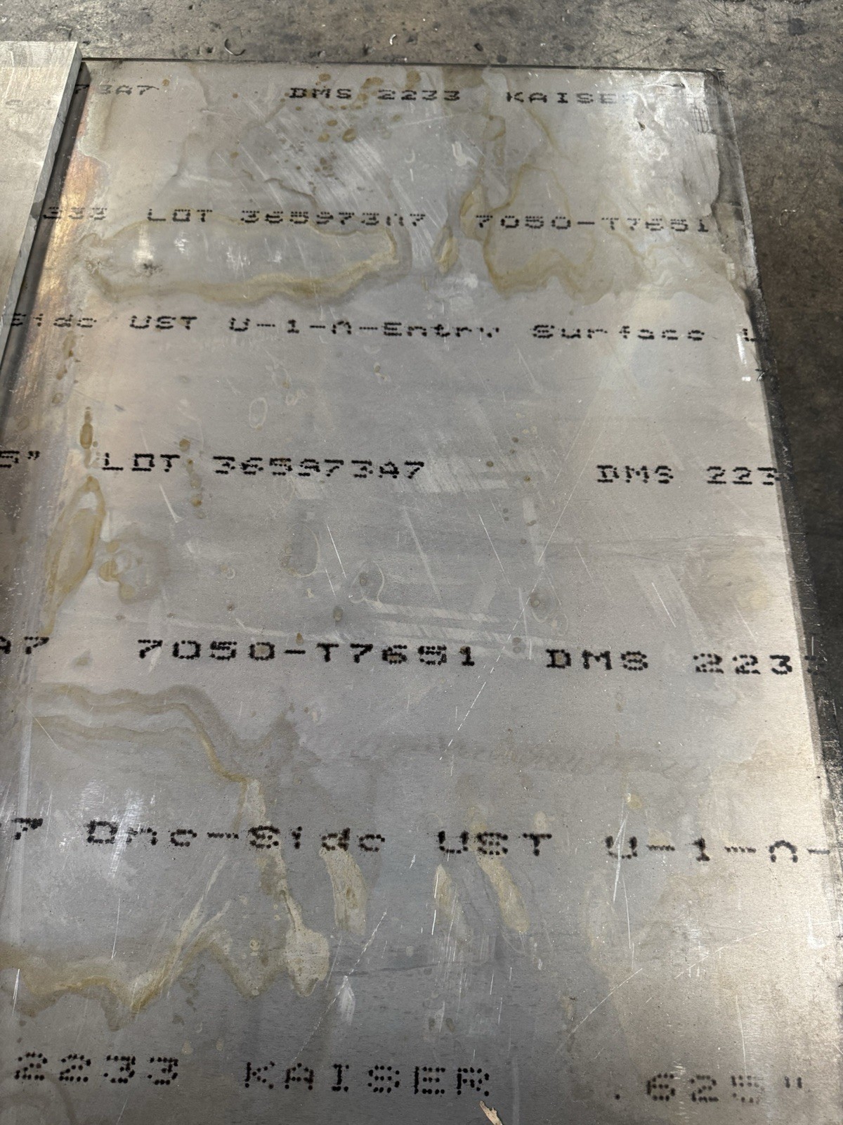 Aluminum 7050-T7651 Plate .625″ x 24″ x 48″