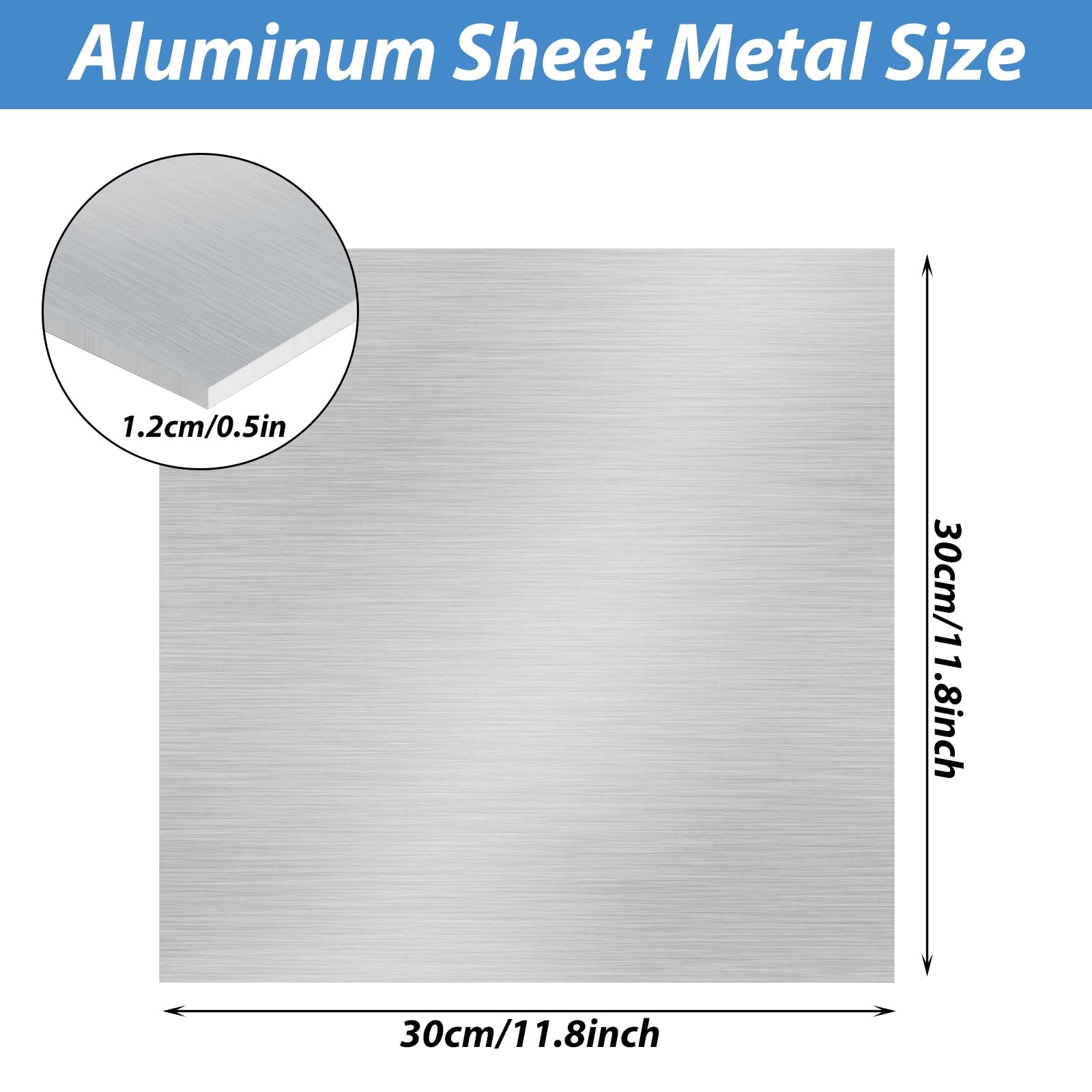 5052 Aluminum Sheet Metal 12x12x1/2 Inch Flat Plain Thick Aluminum Plate, 1/2…