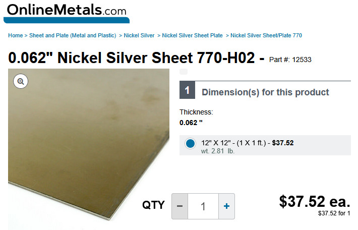 German Silver / Nickel Silver Flat Stock, Lot of 21 Pieces, over 4½ pounds