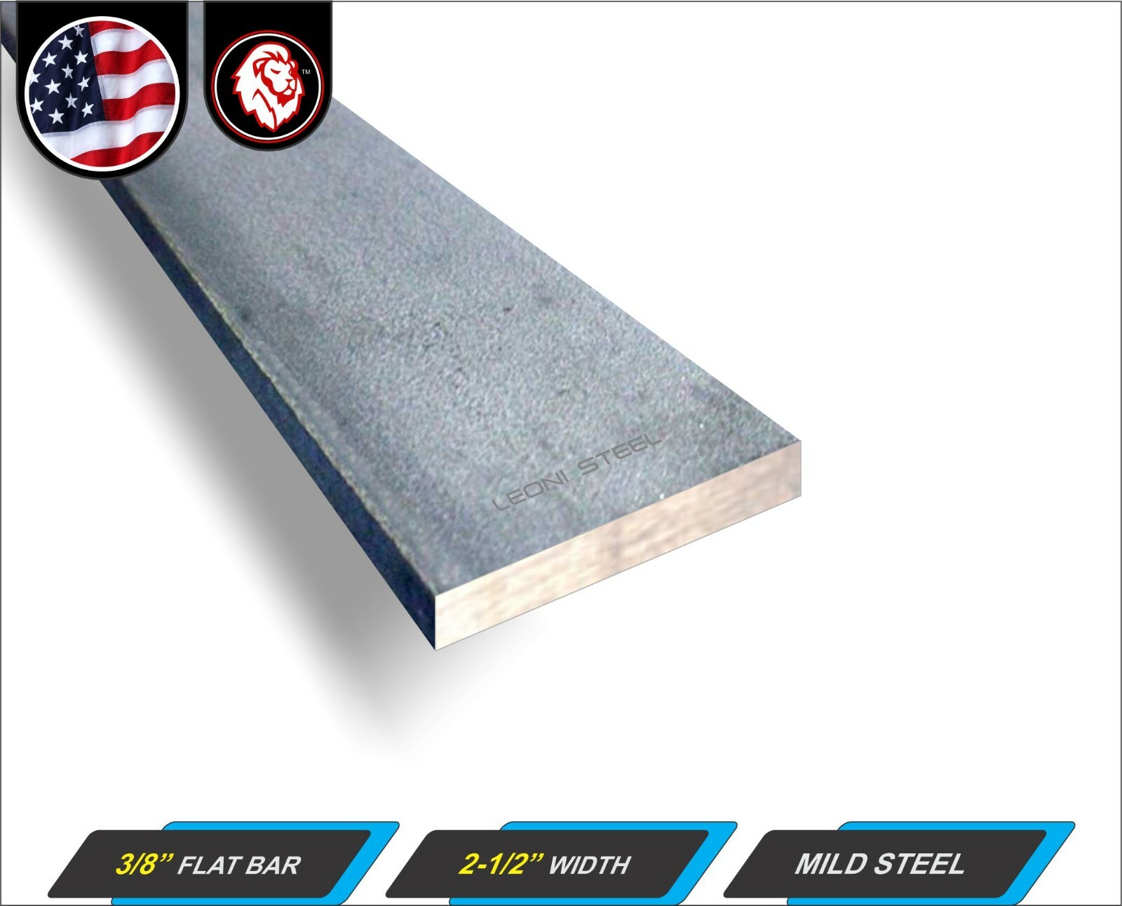 3/8″ x 2-1/2″ Steel Flat Bar – Metal Stock – Mild Steel – 72″ Long (6-ft)