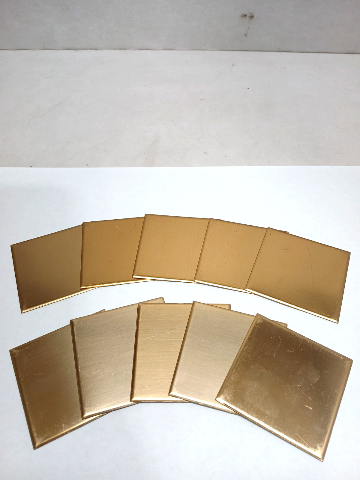 10 Blank Brass 2 3/4″ x 2 3/4″ Beveled Engraving Plates – Square Trophy Plaque