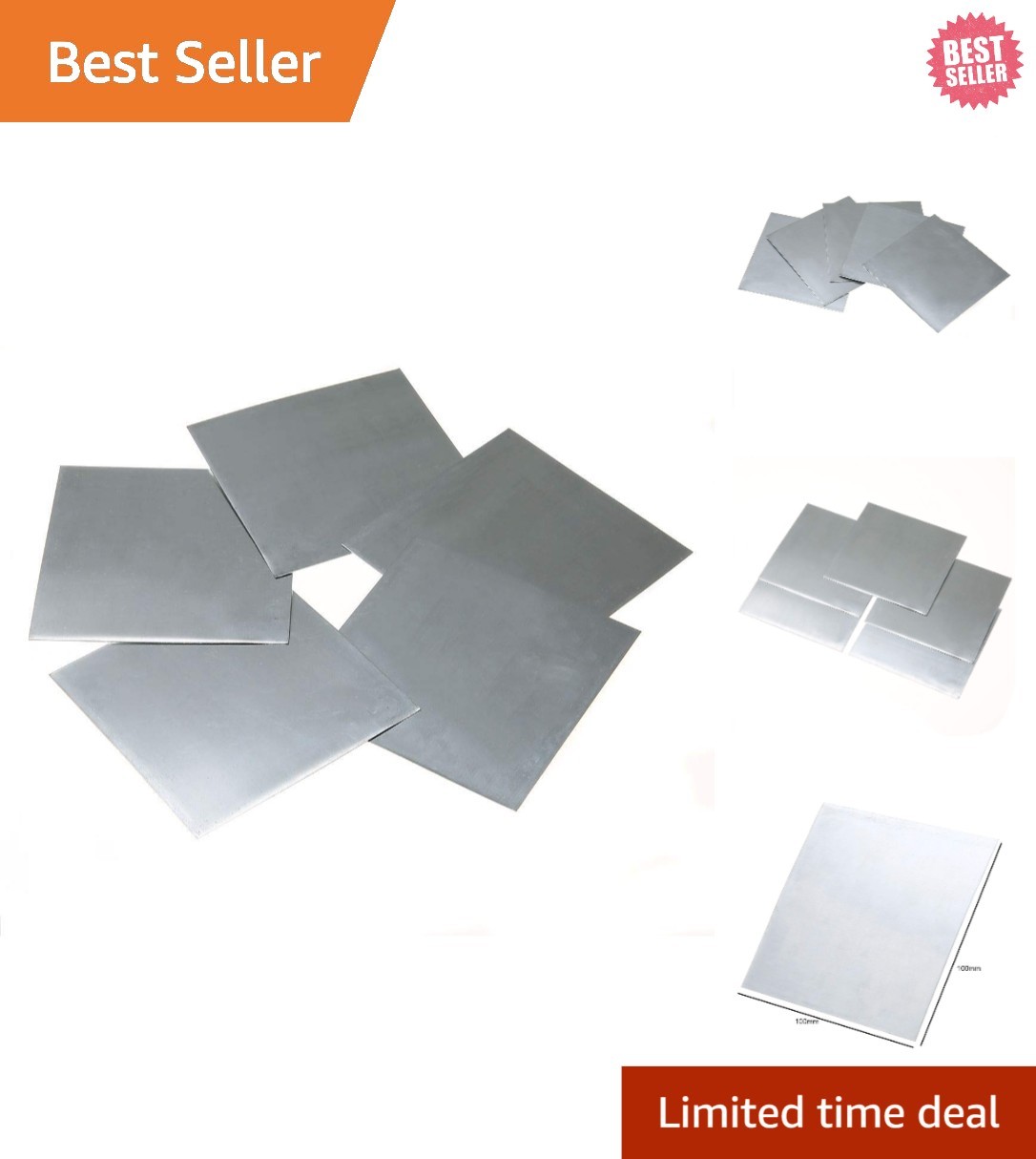 LTKJ 5Pcs High Purity 99.9% Pure Zinc Zn Sheet Plate Metal Foil 100mm x 100mm…
