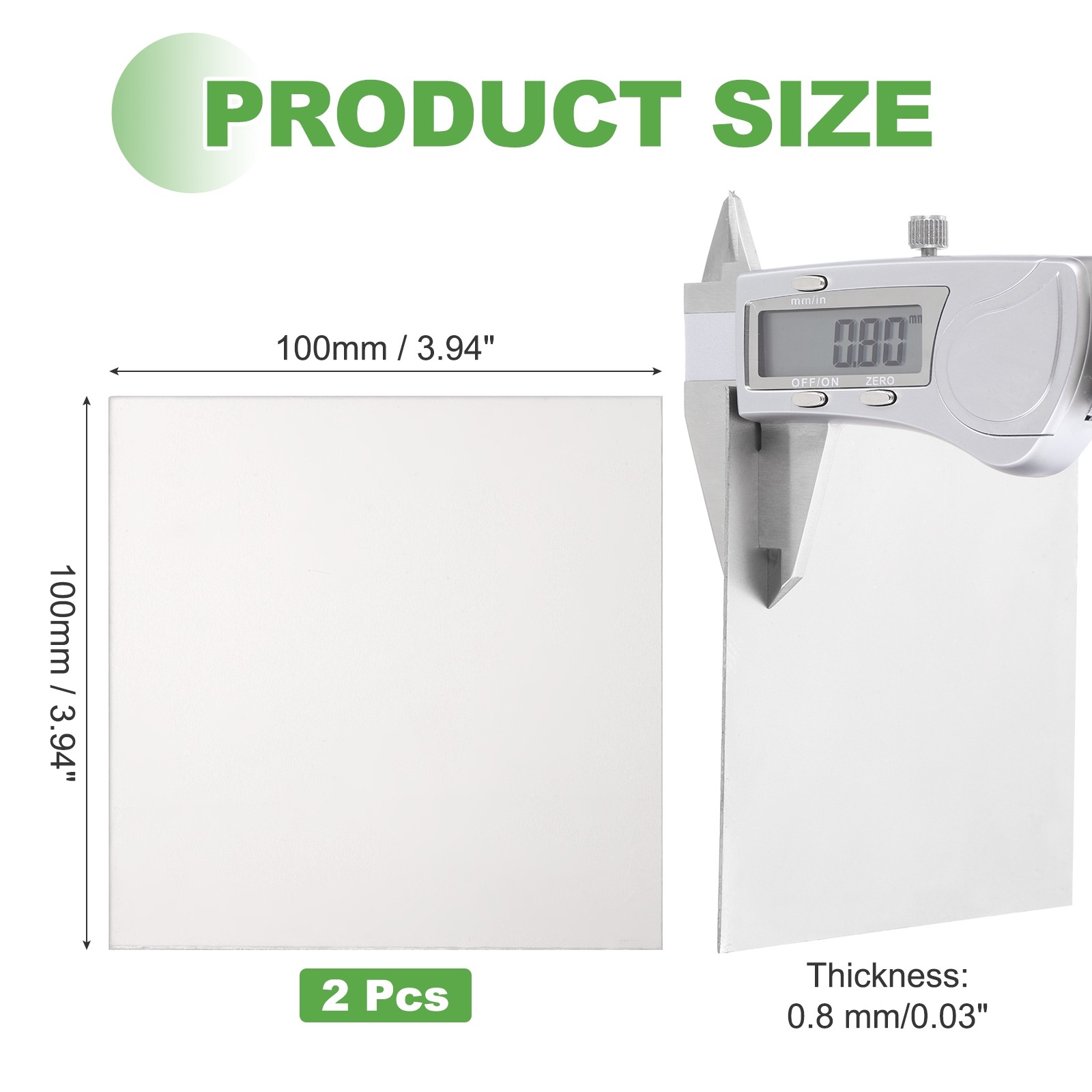 2 Pcs Pure Grade TA1 Titanium Plate Sheet, 100x100x0.8mm Titanium Metal Sheet