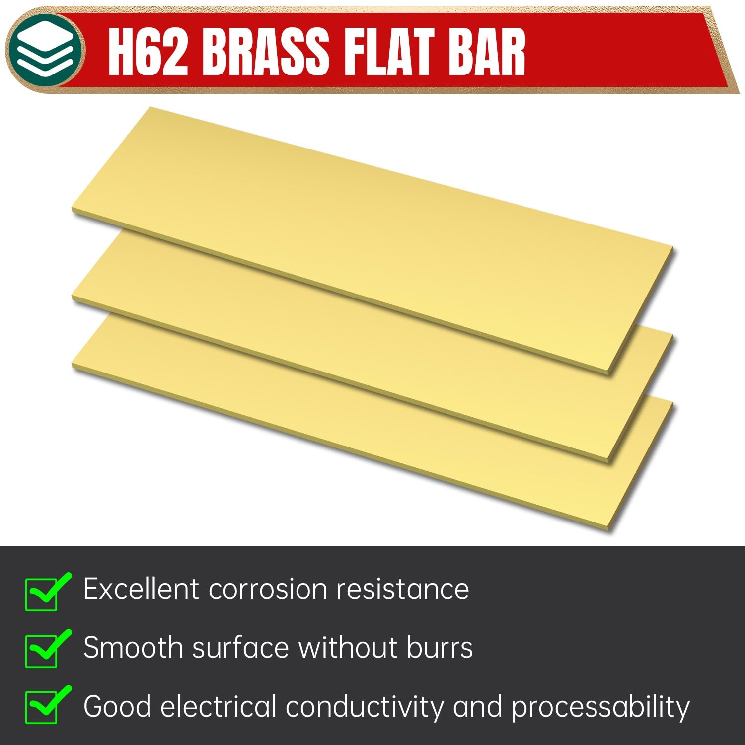 Brass Flat Bar，1/4Thickness x 2Width x 8Length Brass Bar Stock，Brass Rods for…