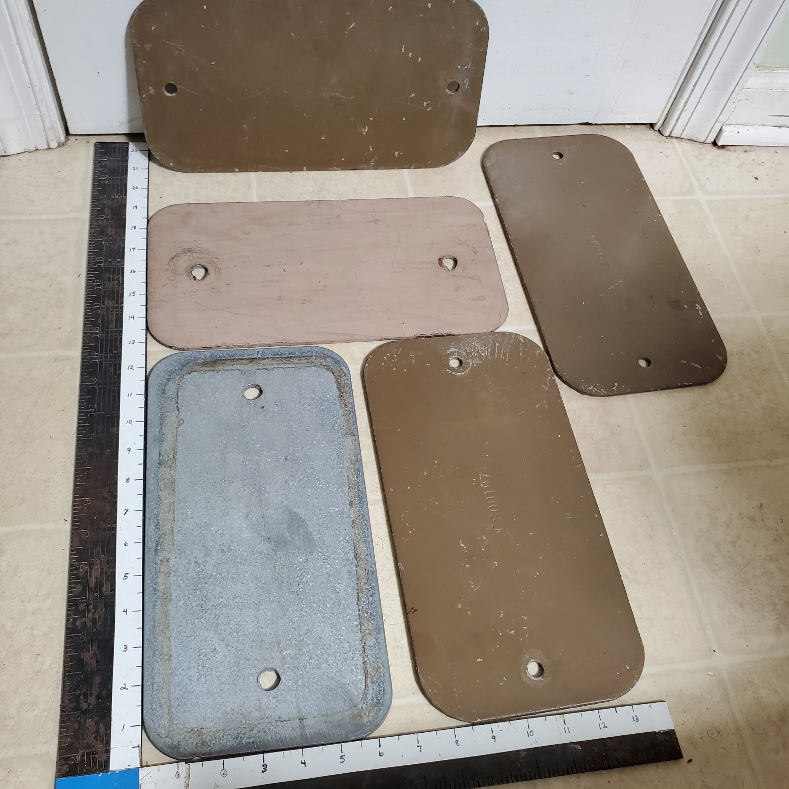 Galv Steel Plate Sheet 12-1/2″ x 6-1/2 x 3/16″ 2 Hole Metal Cover Brown Paint