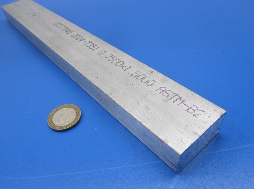 2024 T351 Aluminum Bar, 3/4″ (.750″) Thick x 1 1/2″ Wide x 12″ Length
