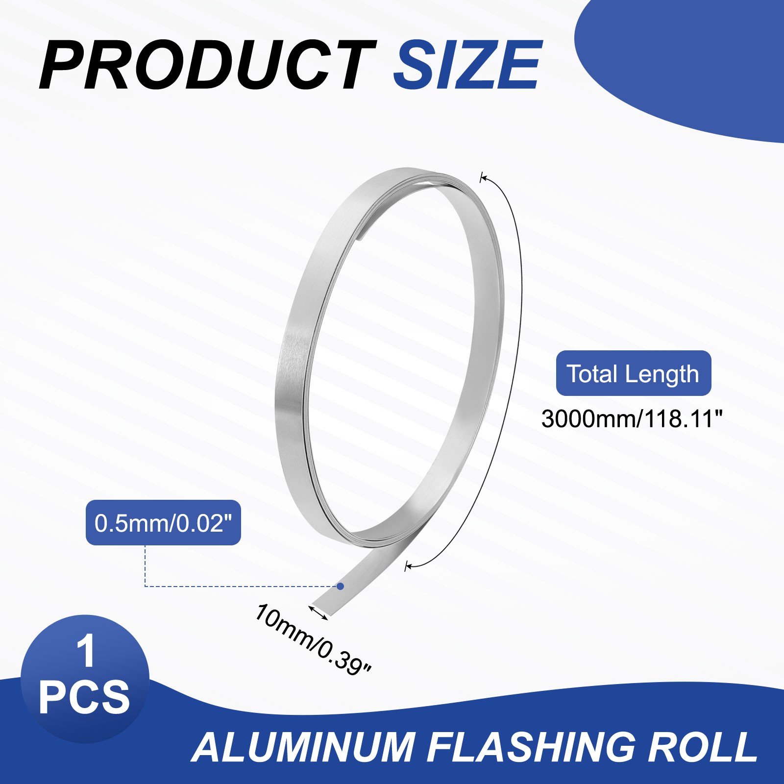 Aluminum Flashing Roll 3000mm x 10mm x 0.5mm 1060 Aluminum Metal Roll