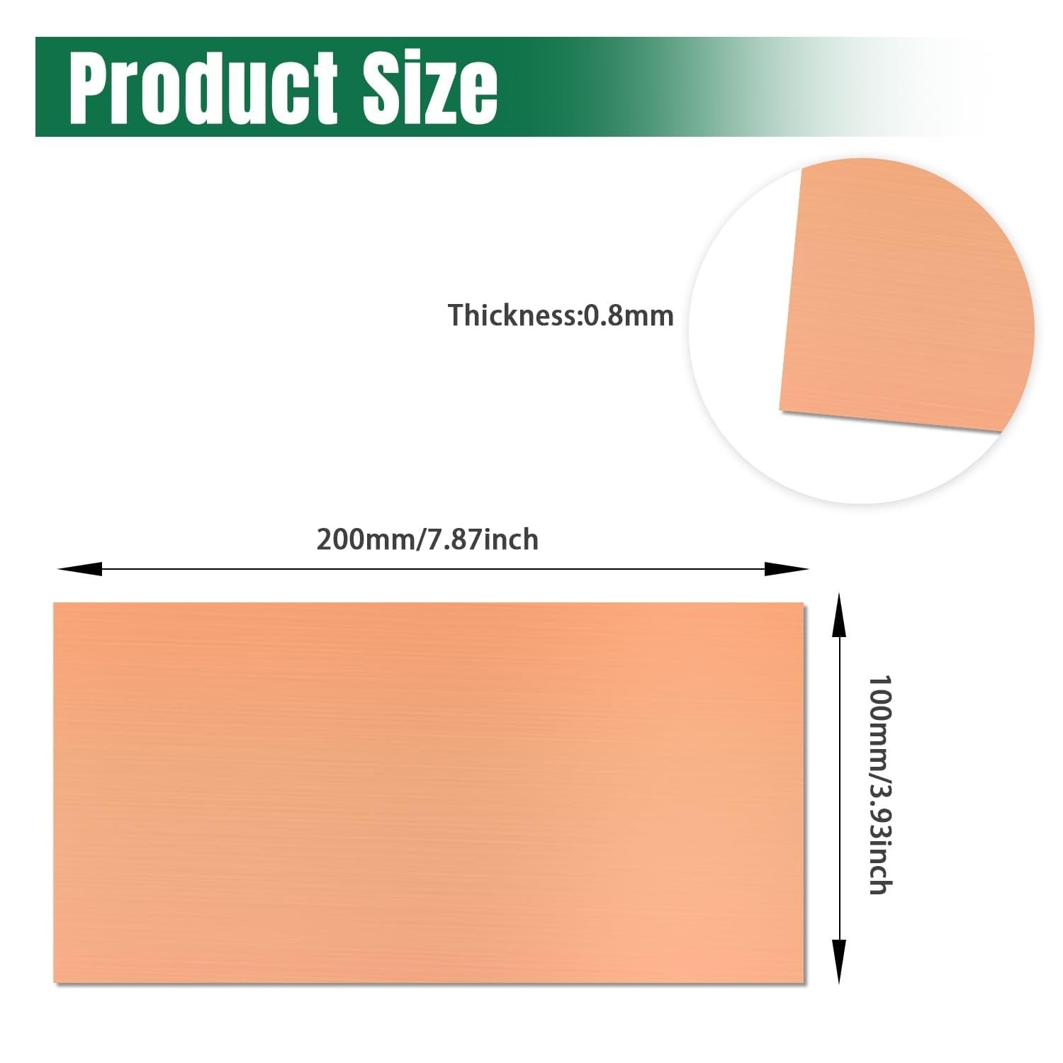 Copper Sheet Metal, 4″ x 8″ 20 Gauge 0.8mm Thick Copper Plate, 99.9% Pure Cop…
