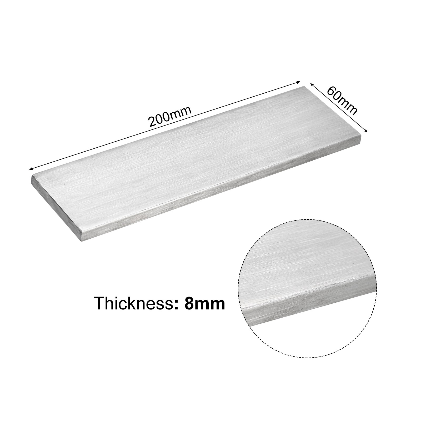 304 Stainless Steel Flat Bar, 5/16″ Thickness 2 3/8″ Width 8″ Length