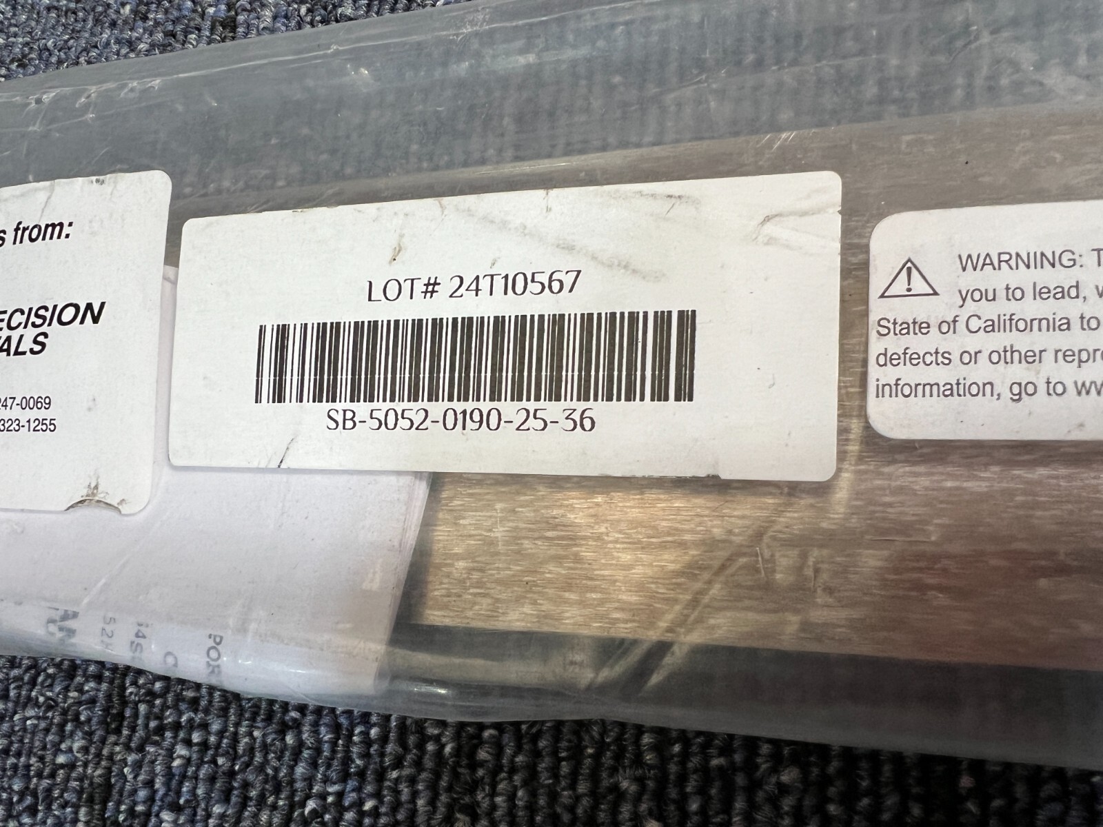 (QTY 4) TCI Precision Metals SB-5052-0190-25-36 Aluminum Precision Saw Cut Blank