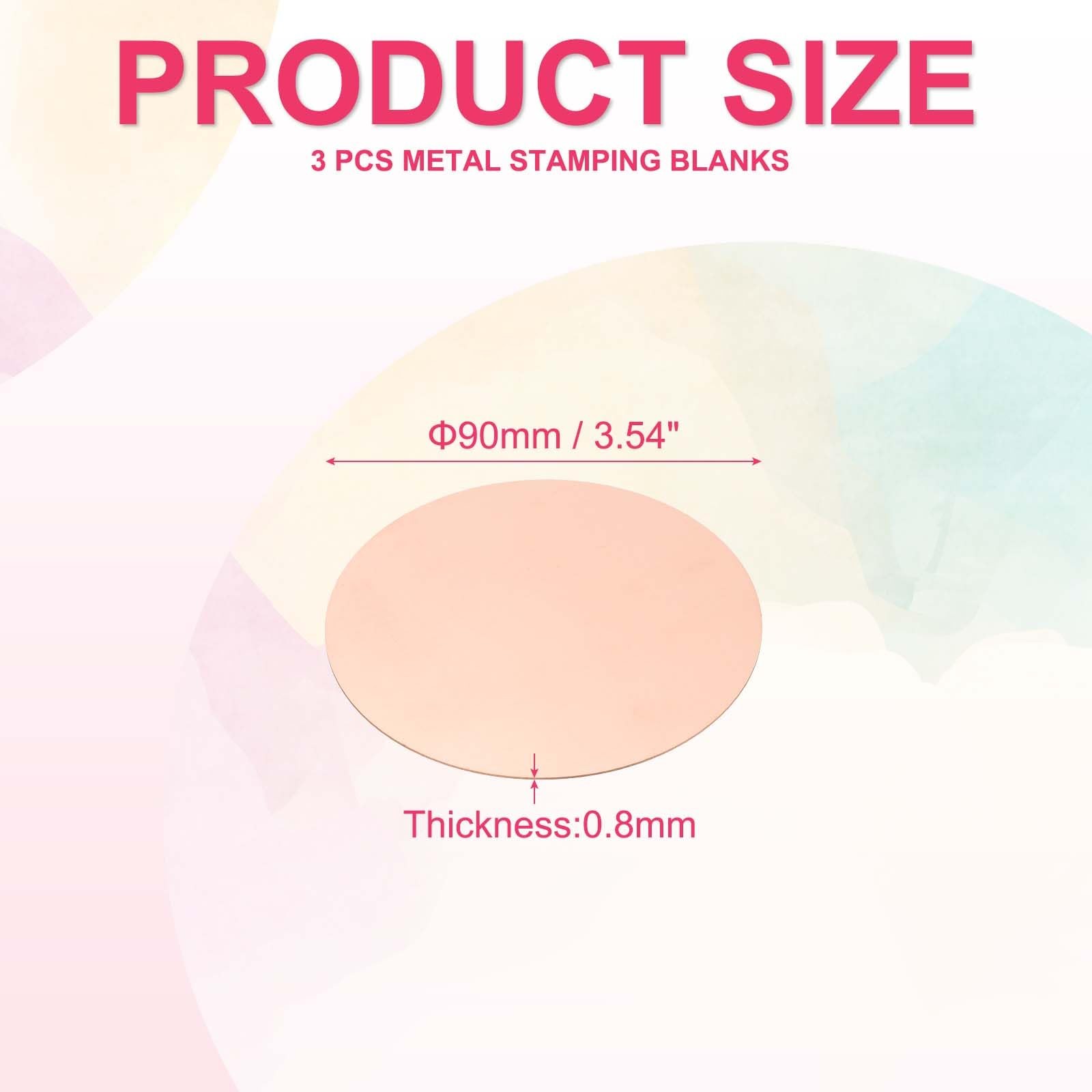 4 Pcs Round Copper Plate, 90mm Round Copper Sheet Metal Disc Blank Circle for…