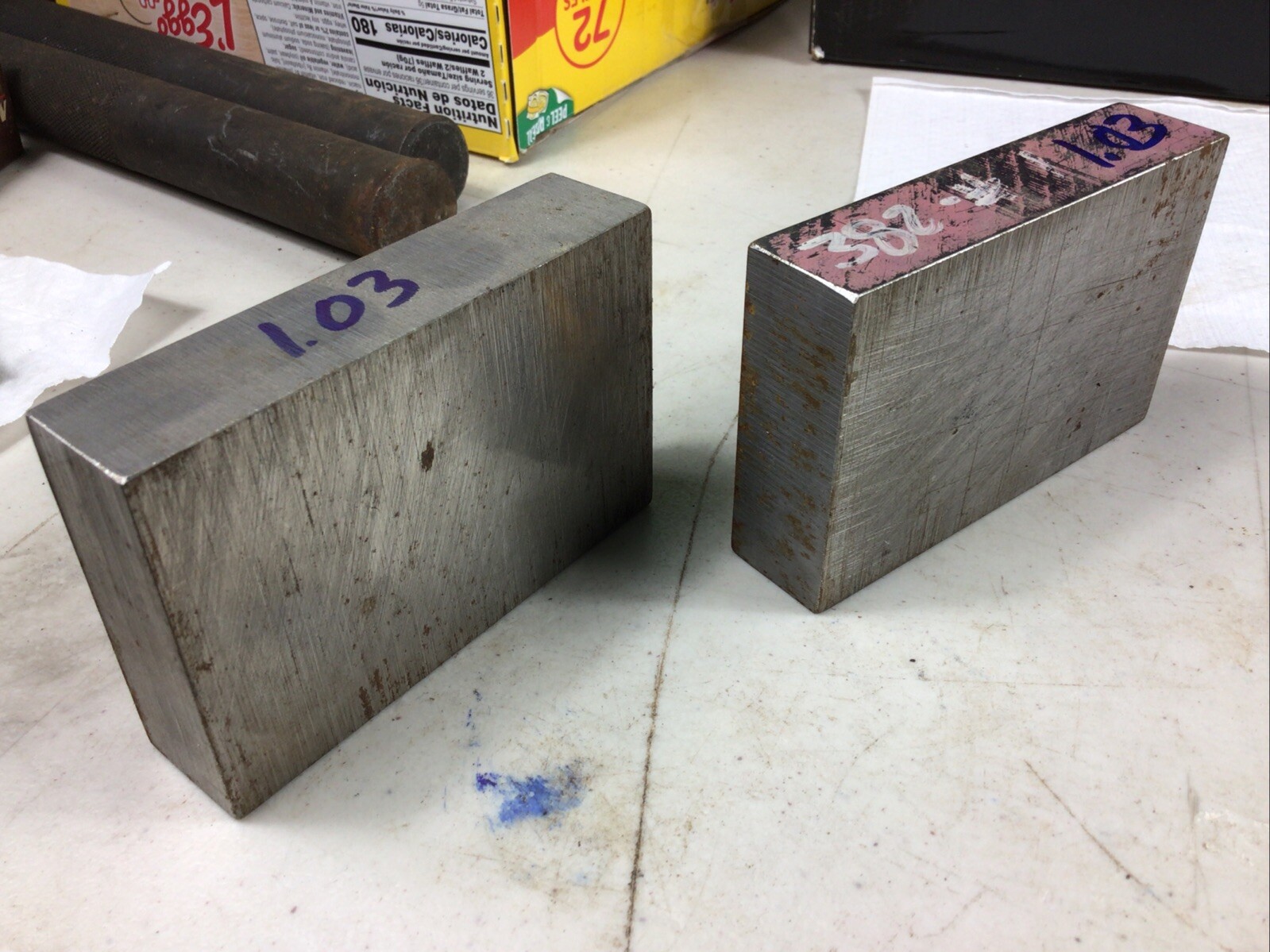 D2 Tool Steel Flat Stock, 2 Pieces , 1.03” X 2.8 X 4.29” Long
